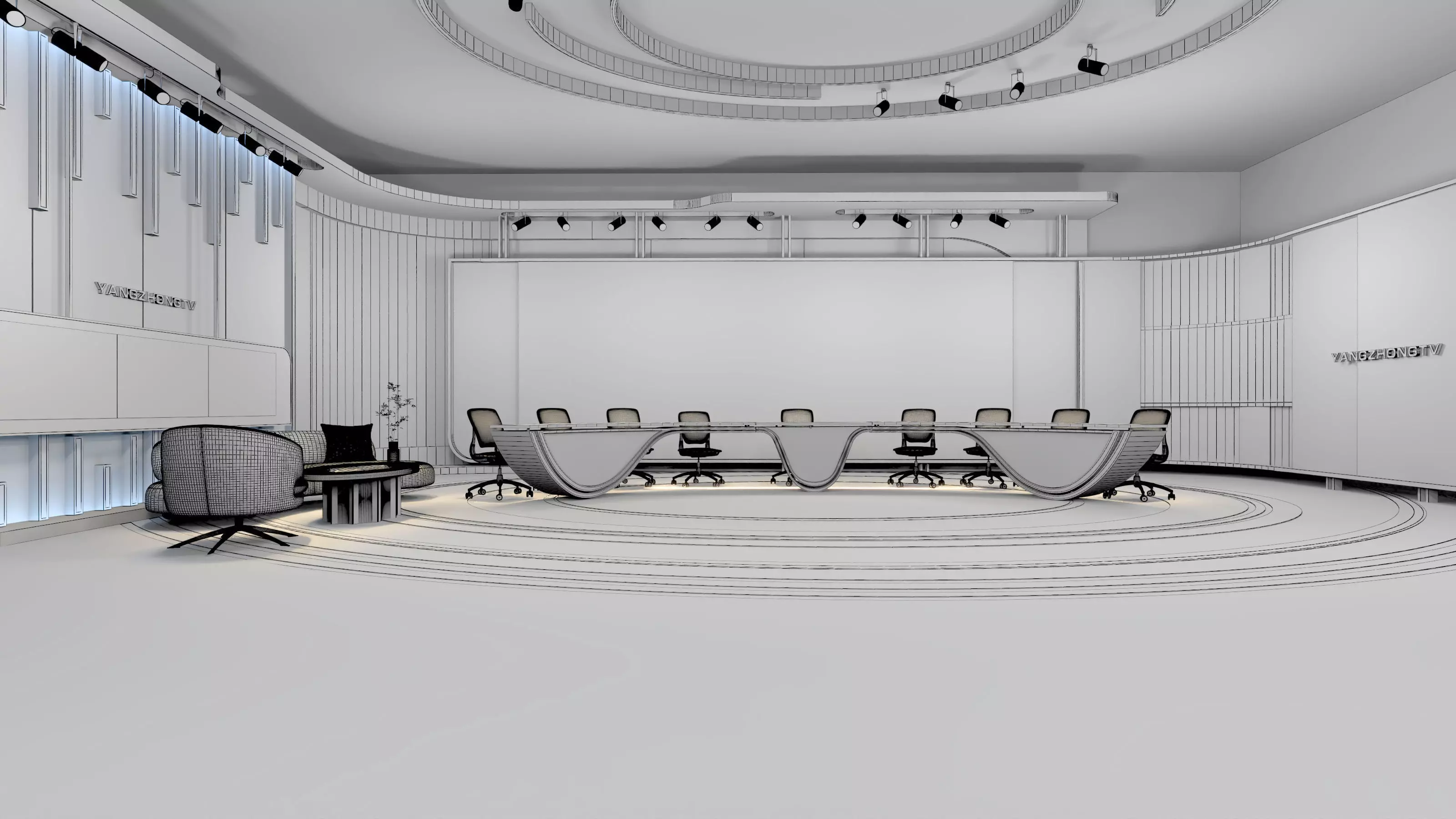 Virtual Broadcast Studio Low-poly 3D model_15