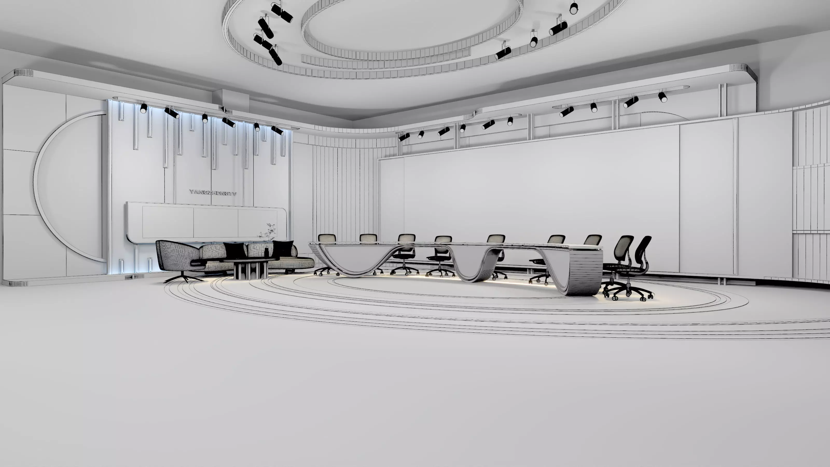 Virtual Broadcast Studio Low-poly 3D model_12