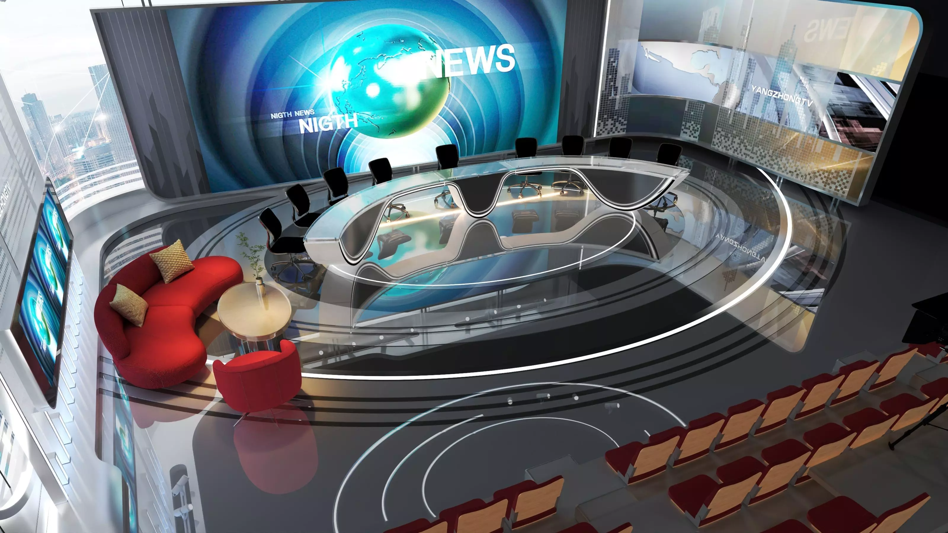 Virtual Broadcast Studio Low-poly 3D model_5