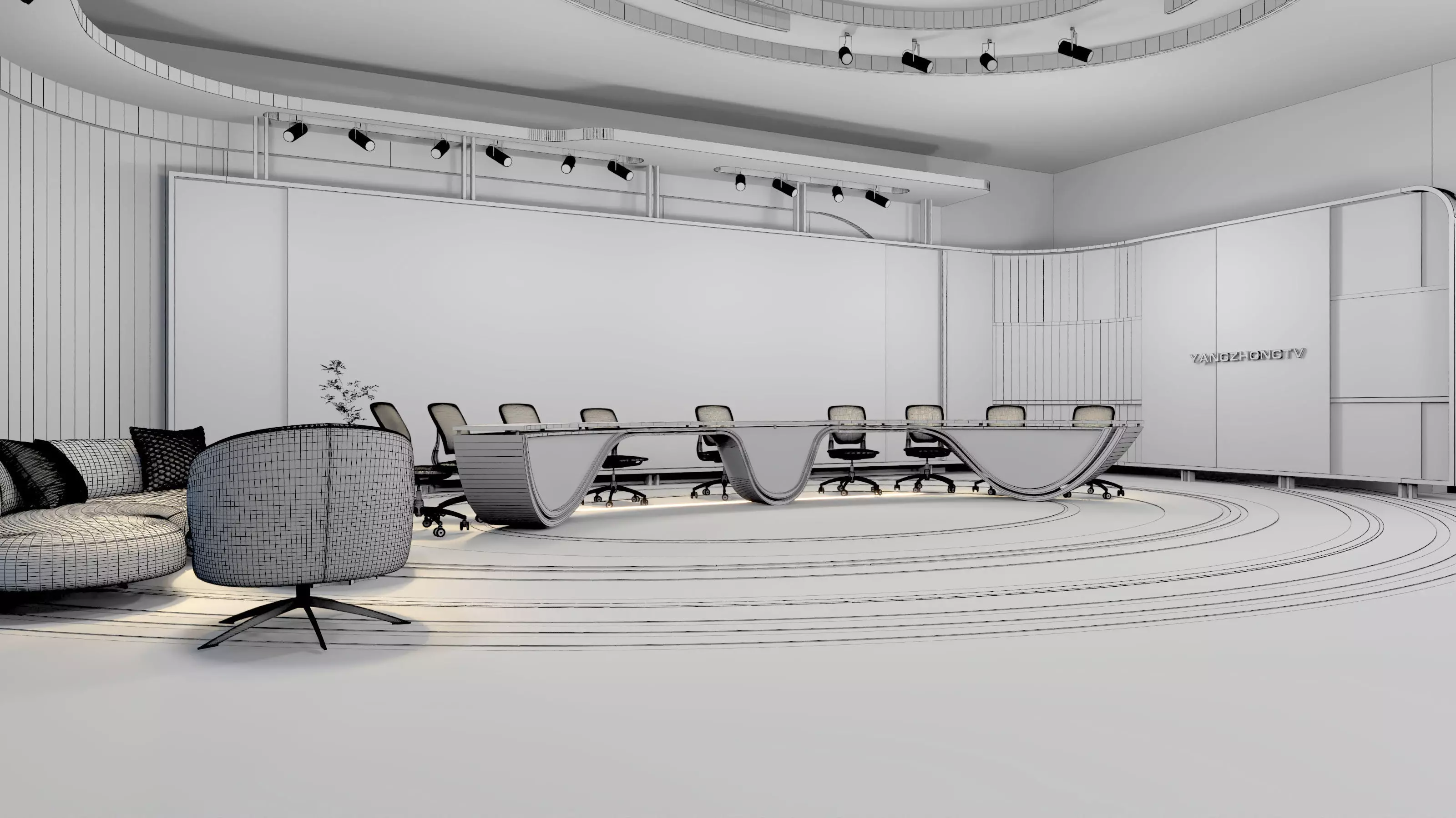 Virtual Broadcast Studio Low-poly 3D model_14