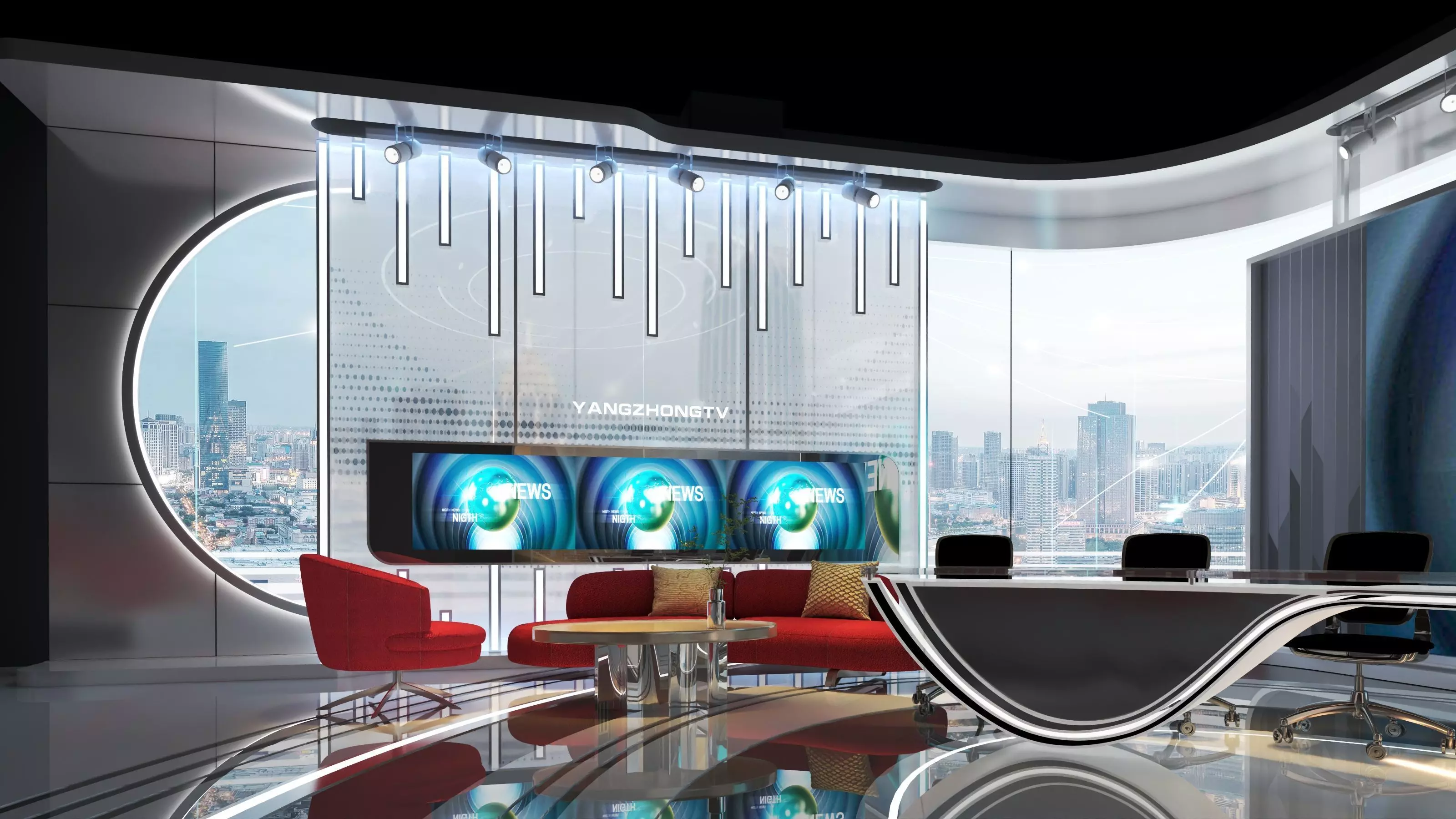 Virtual Broadcast Studio Low-poly 3D model_6