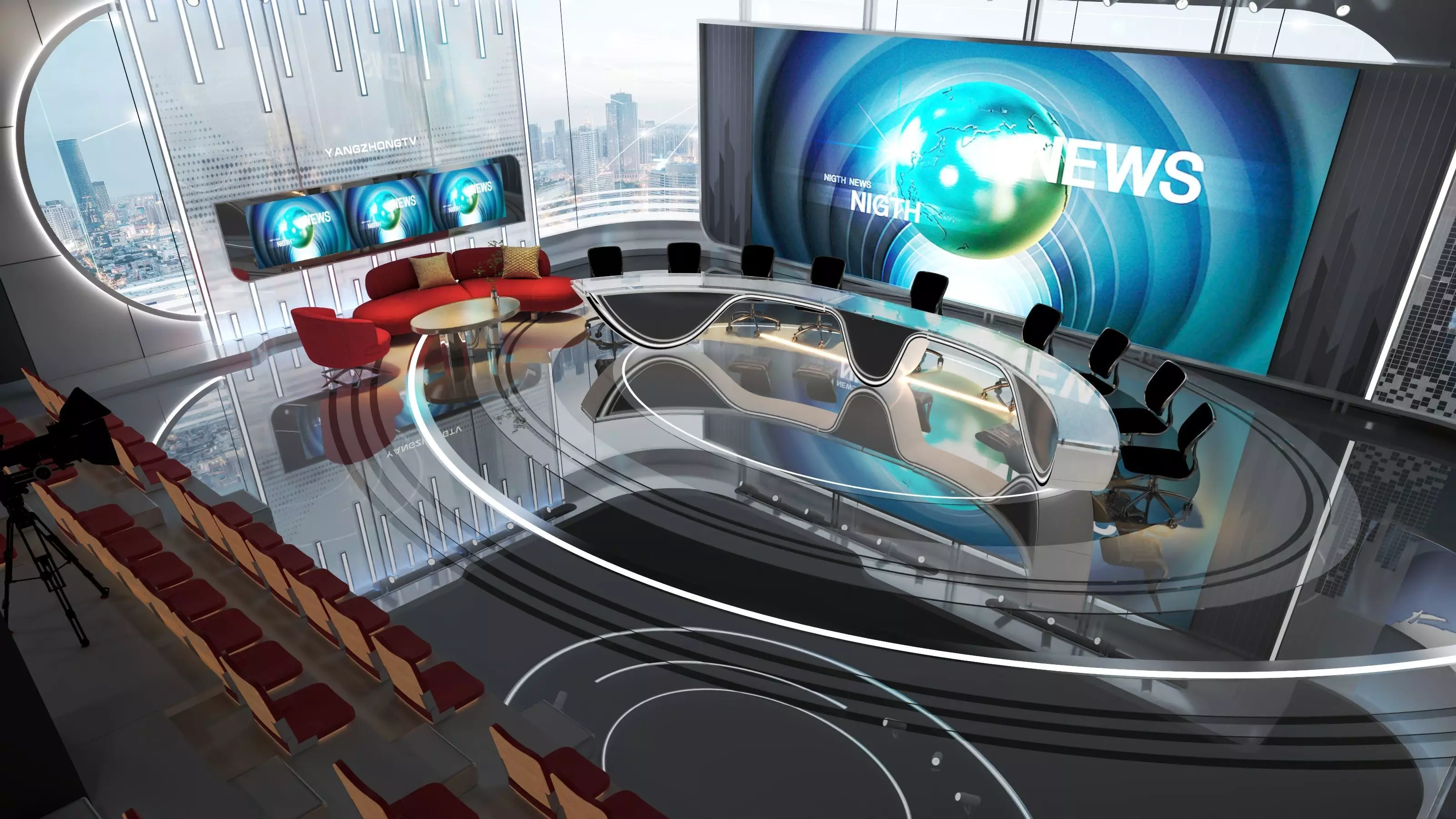 Virtual Broadcast Studio Low-poly 3D model_7
