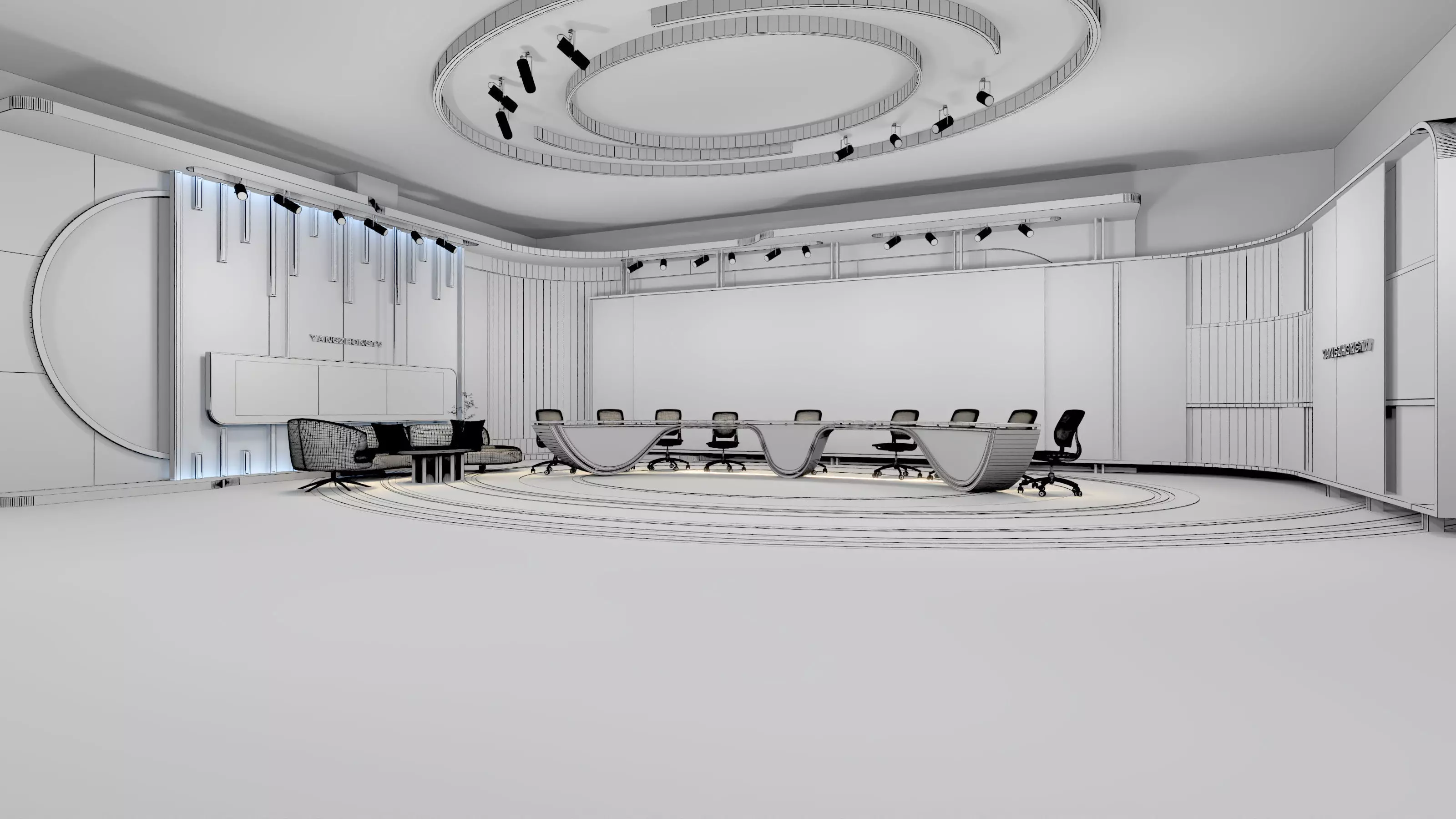 Virtual Broadcast Studio Low-poly 3D model_11