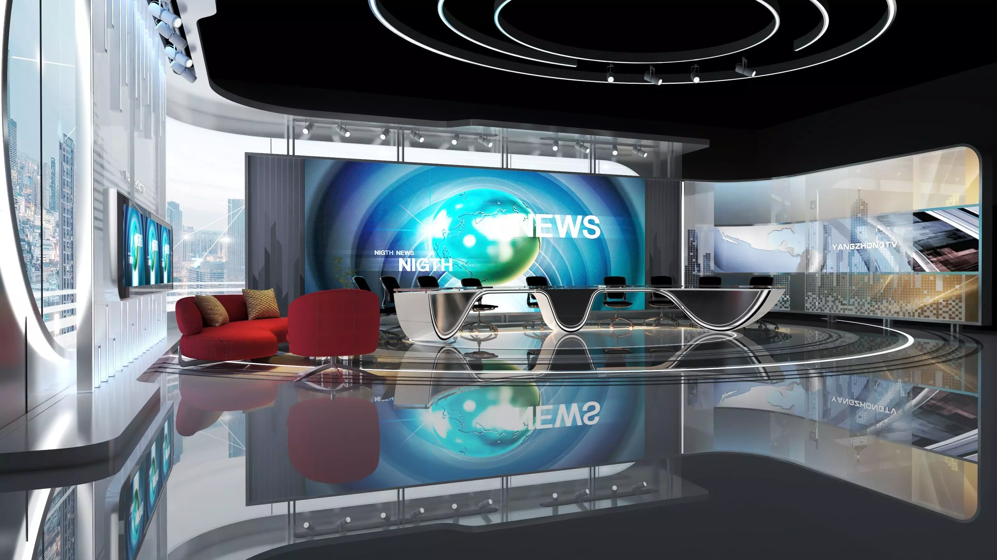 Virtual Broadcast Studio Low-poly 3D model_10