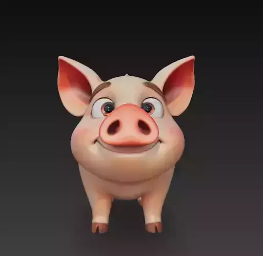 Cute Pig - Stylized Cartoon Farm Animal 3D Model