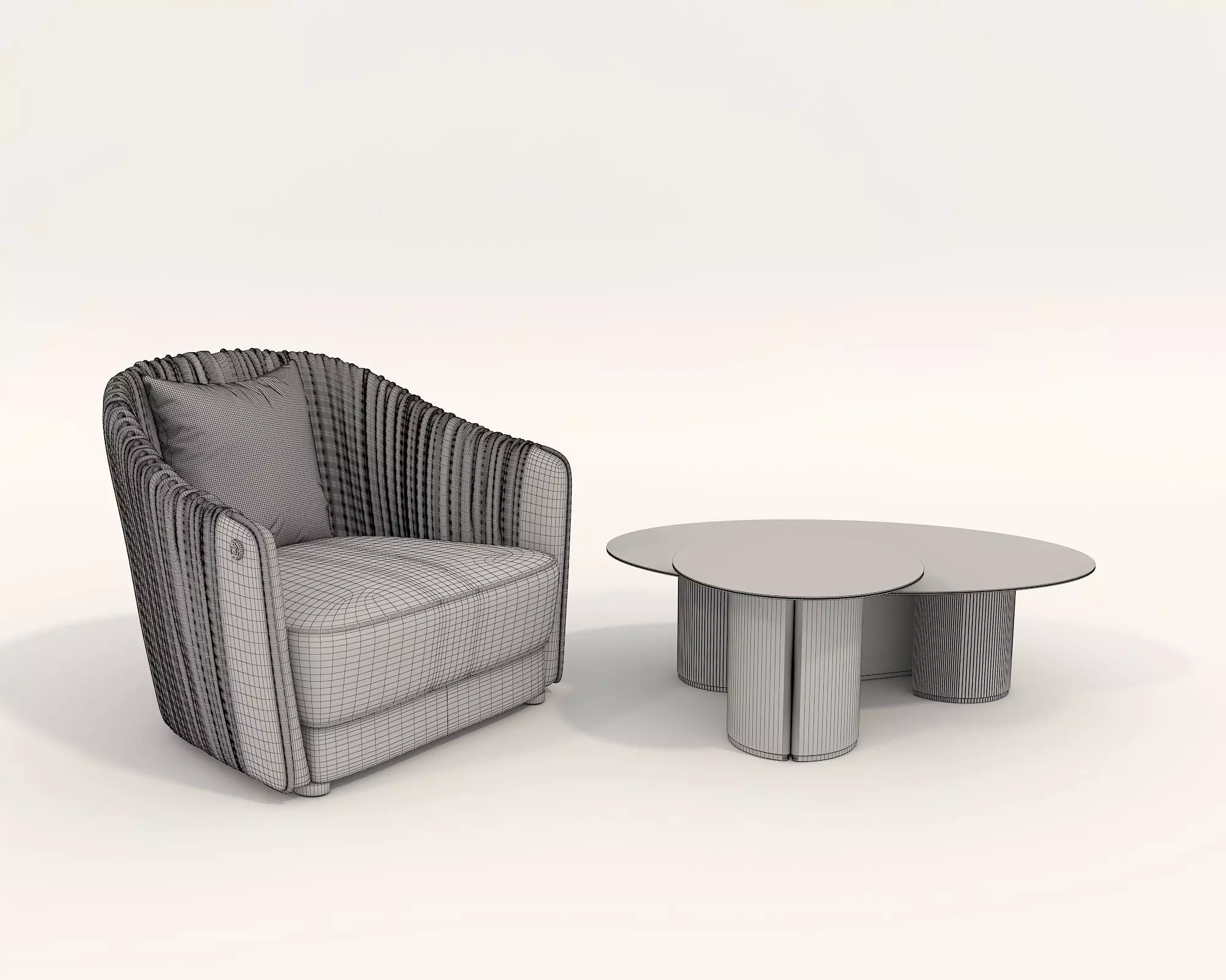 Modern Coffee Table and Armchair Set 39 3D model_8