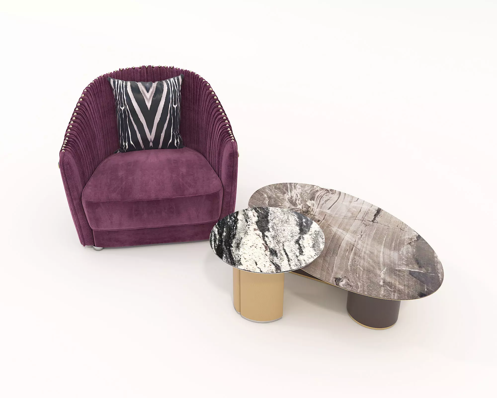 Modern Coffee Table and Armchair Set 39 3D model_2