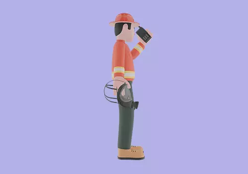 Stylized 3D Firefighter with Radio and Mask - Cartoon Fireman 3D model_5