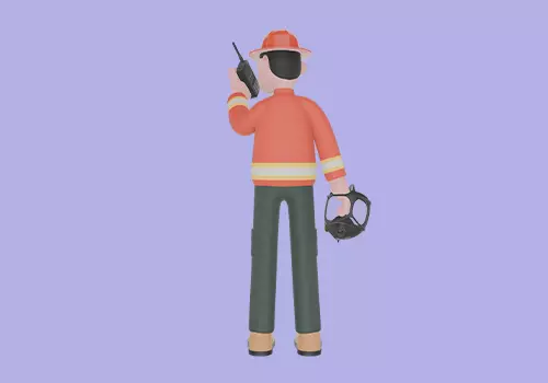 Stylized 3D Firefighter with Radio and Mask - Cartoon Fireman 3D model_4