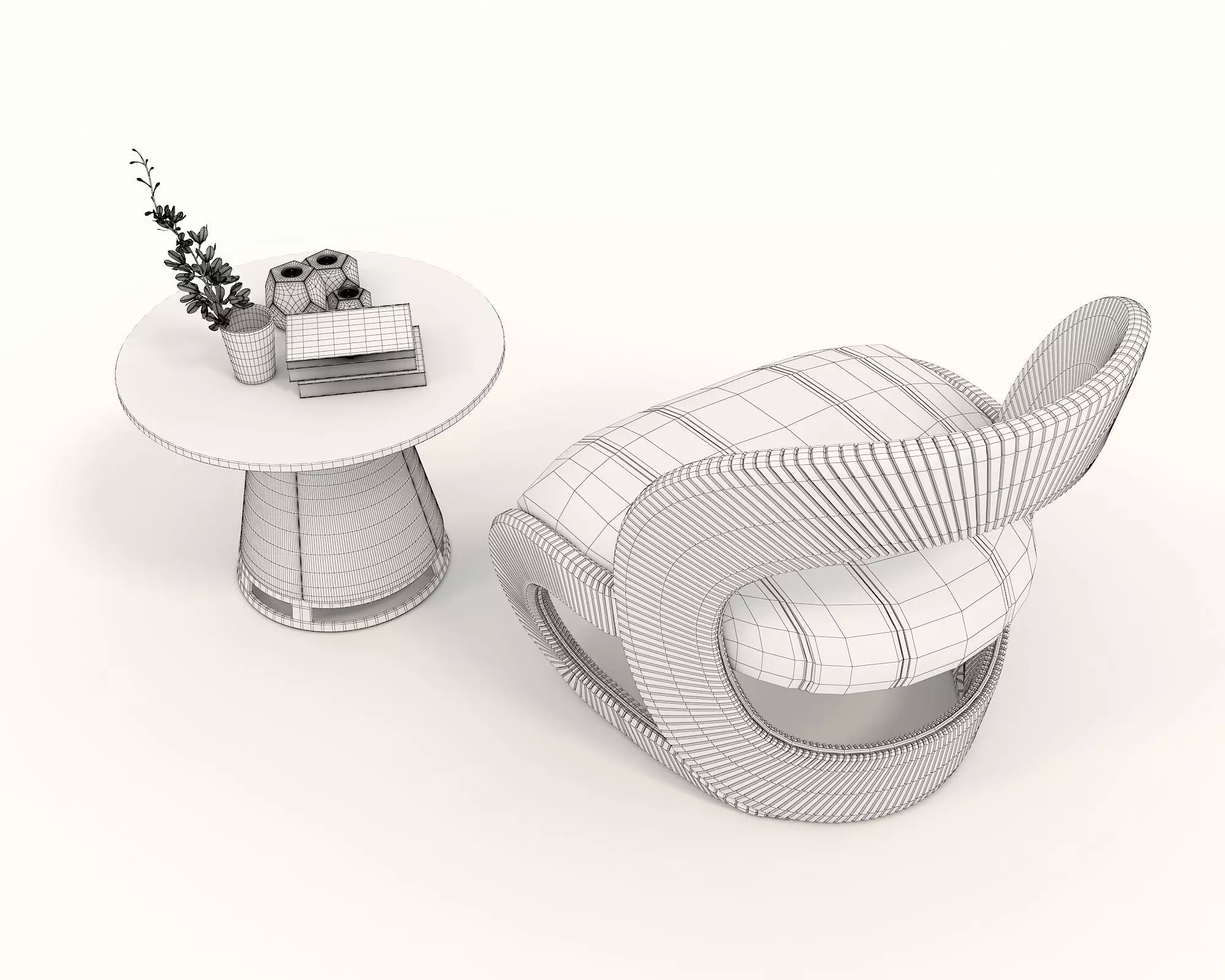 Modern Coffee Table and Armchair Set 40 3D model_9