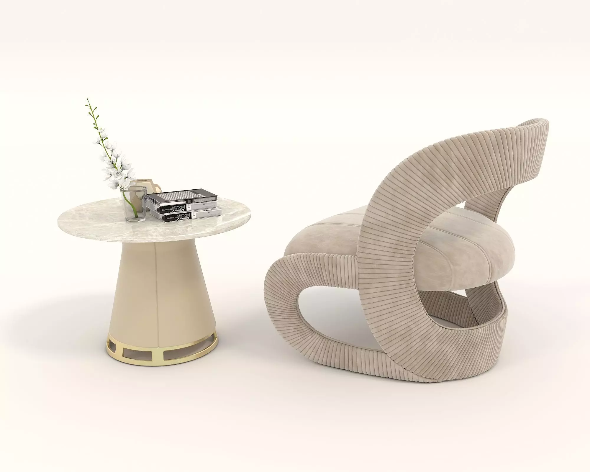 Modern Coffee Table and Armchair Set 40 3D model_2