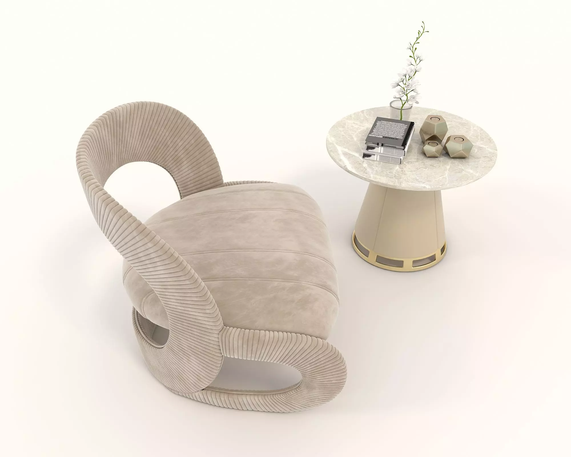 Modern Coffee Table and Armchair Set 40 3D model_3