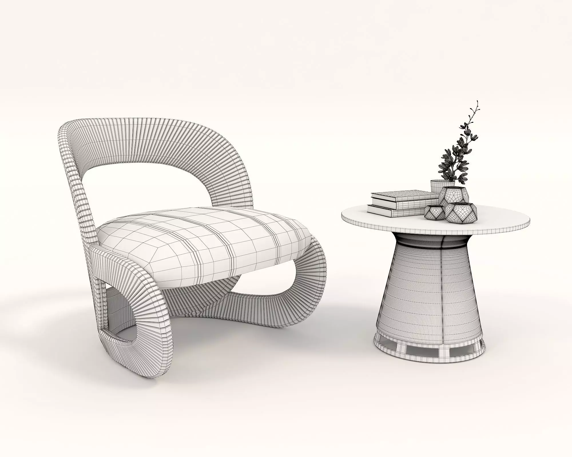 Modern Coffee Table and Armchair Set 40 3D model_8