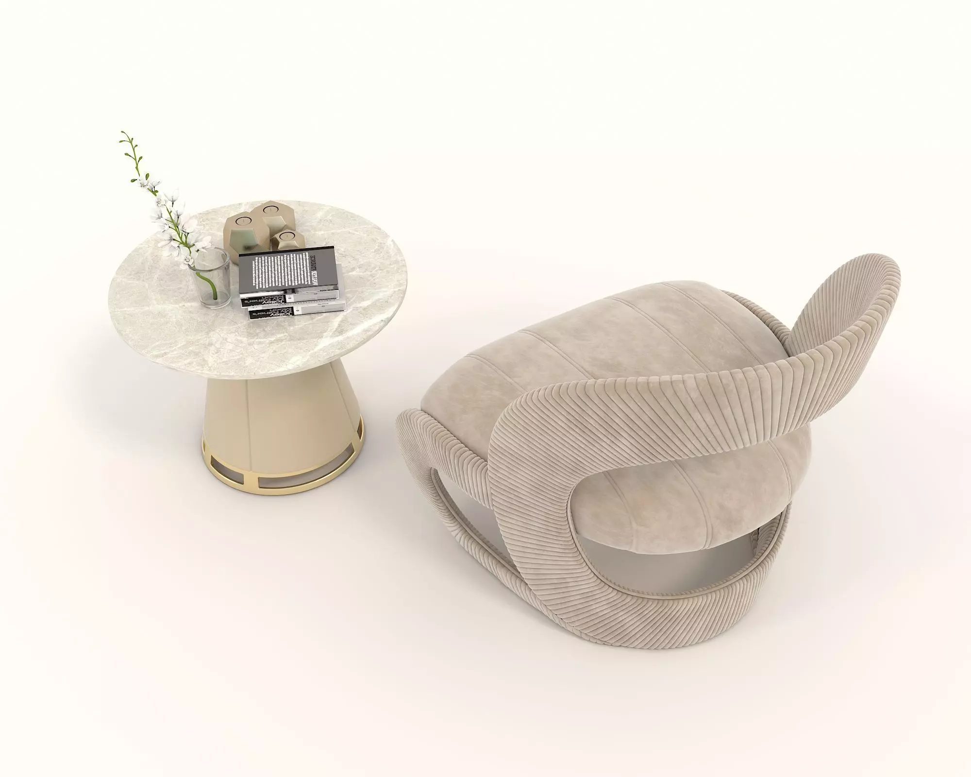 Modern Coffee Table and Armchair Set 40 3D model_4