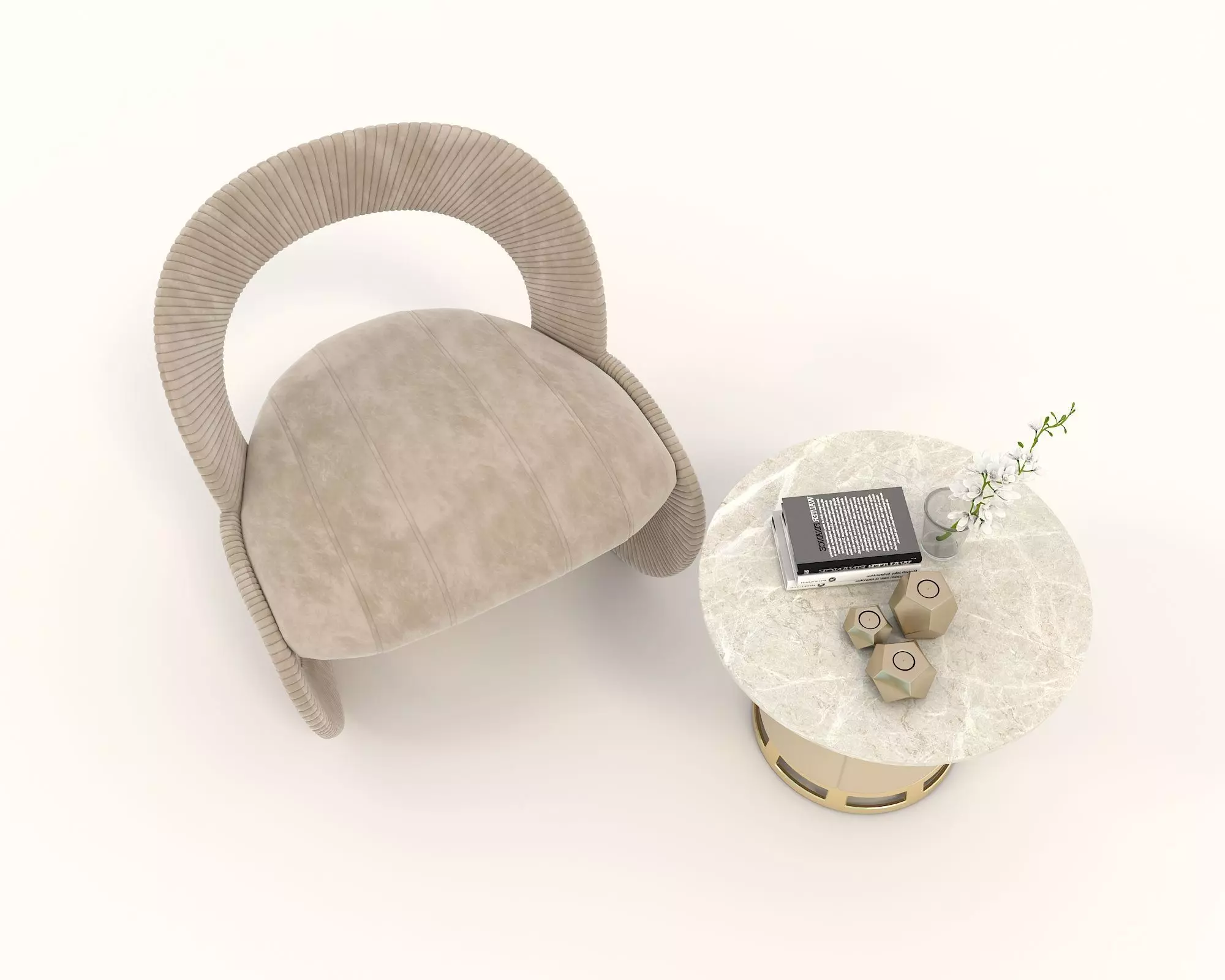 Modern Coffee Table and Armchair Set 40 3D model_1