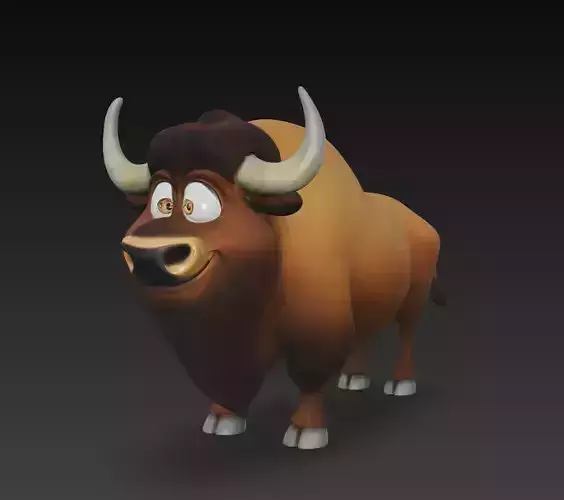 Cute Buffalo - Stylized Cartoon Animal 3D Model