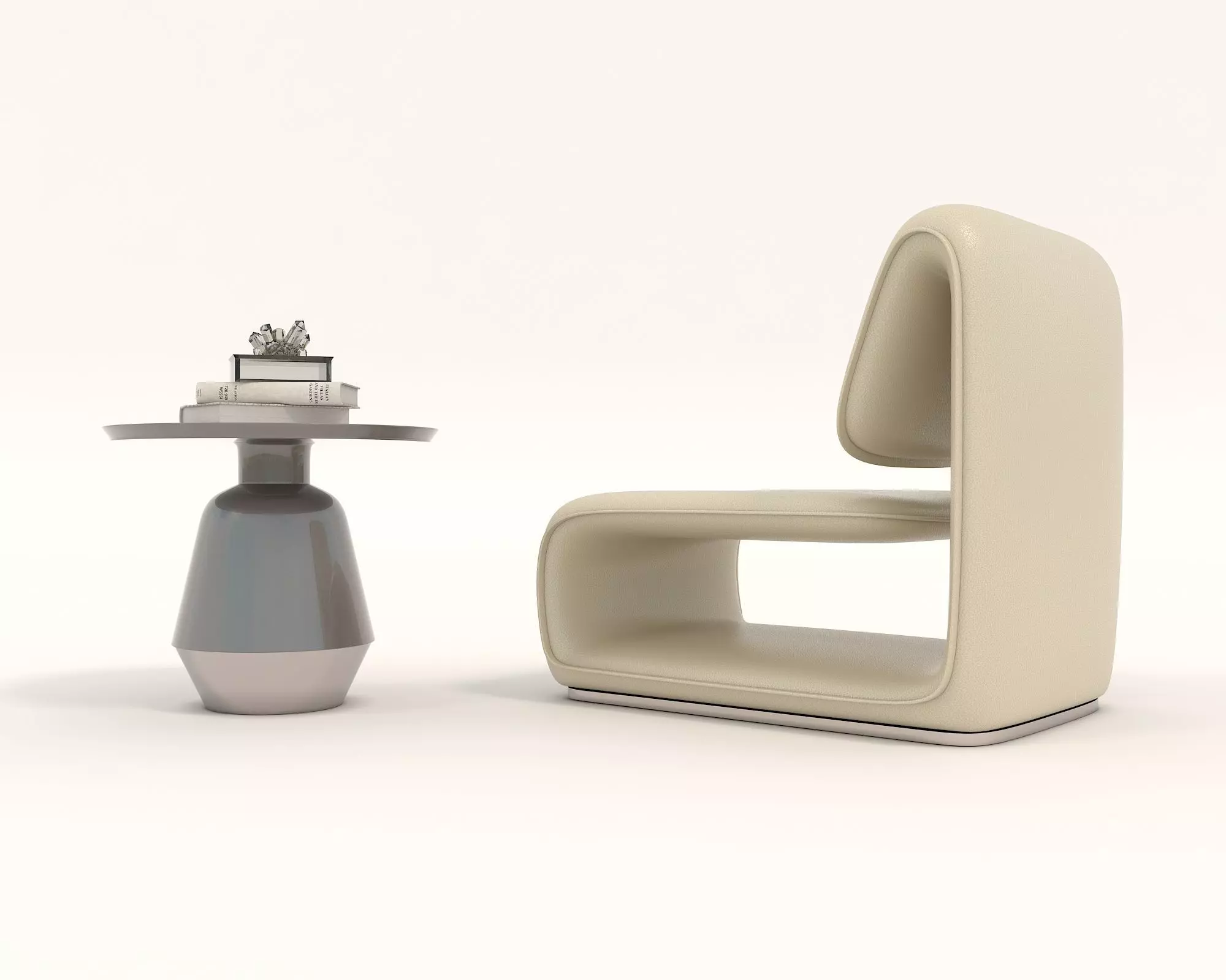 Modern Coffee Table and Armchair Set 41 3D model_4