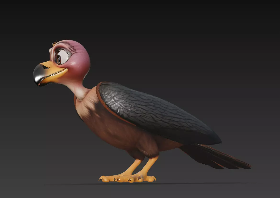 Funny Vulture - Stylized Cartoon Bird 3D Model 3D print model_0