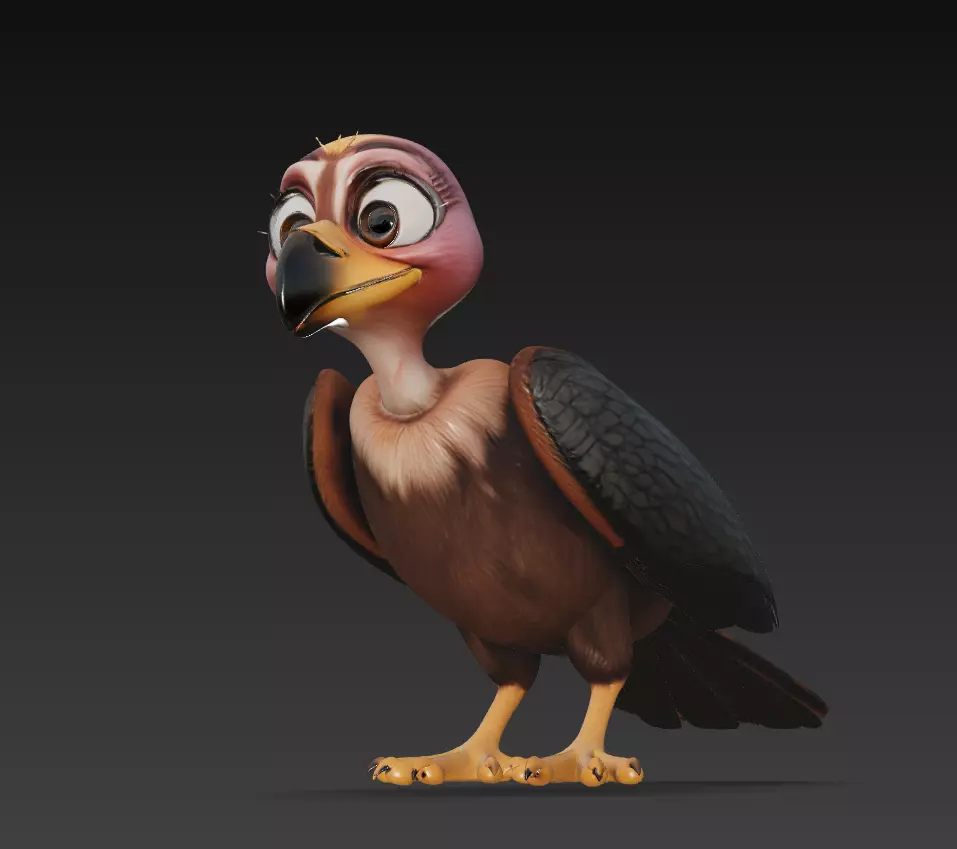 Funny Vulture - Stylized Cartoon Bird 3D Model 3D print model_1