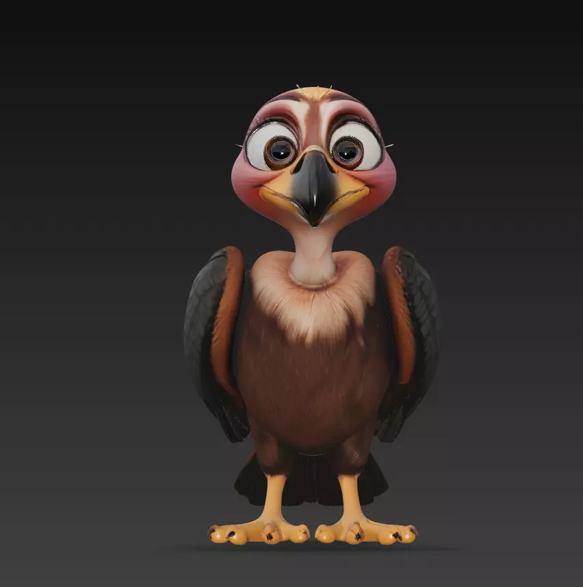 Funny Vulture - Stylized Cartoon Bird 3D Model 3D print model_2