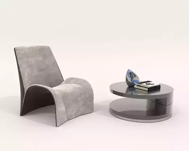 Modern Coffee Table and Armchair Set 44 3D model