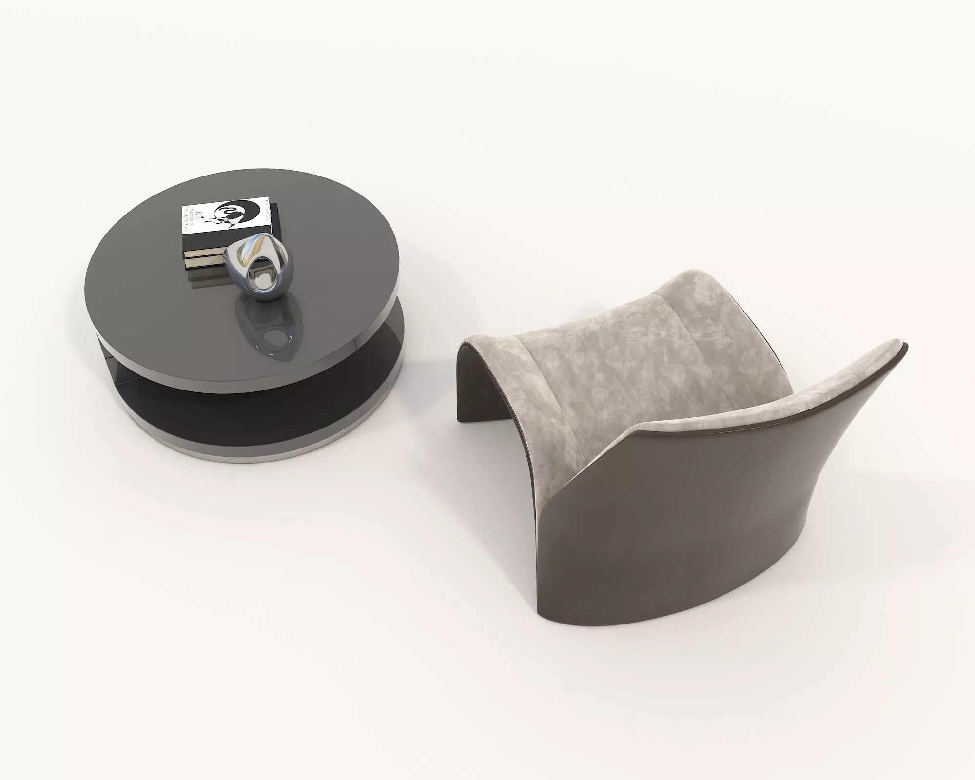 Modern Coffee Table and Armchair Set 44 3D model_3