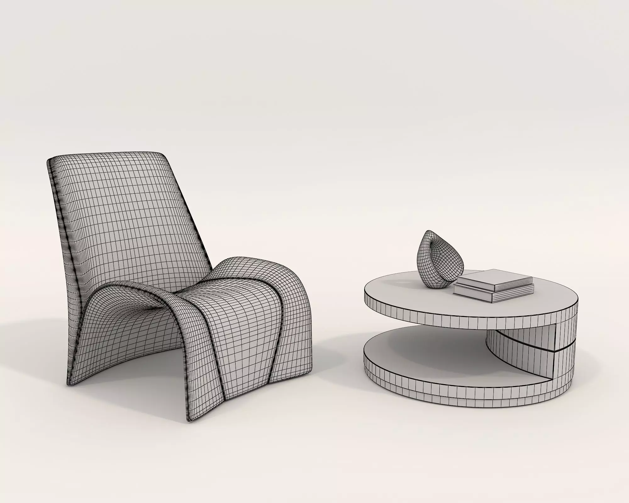 Modern Coffee Table and Armchair Set 44 3D model_8