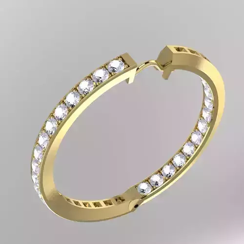 Earing gold hoop earring with diamonds Free 3D model