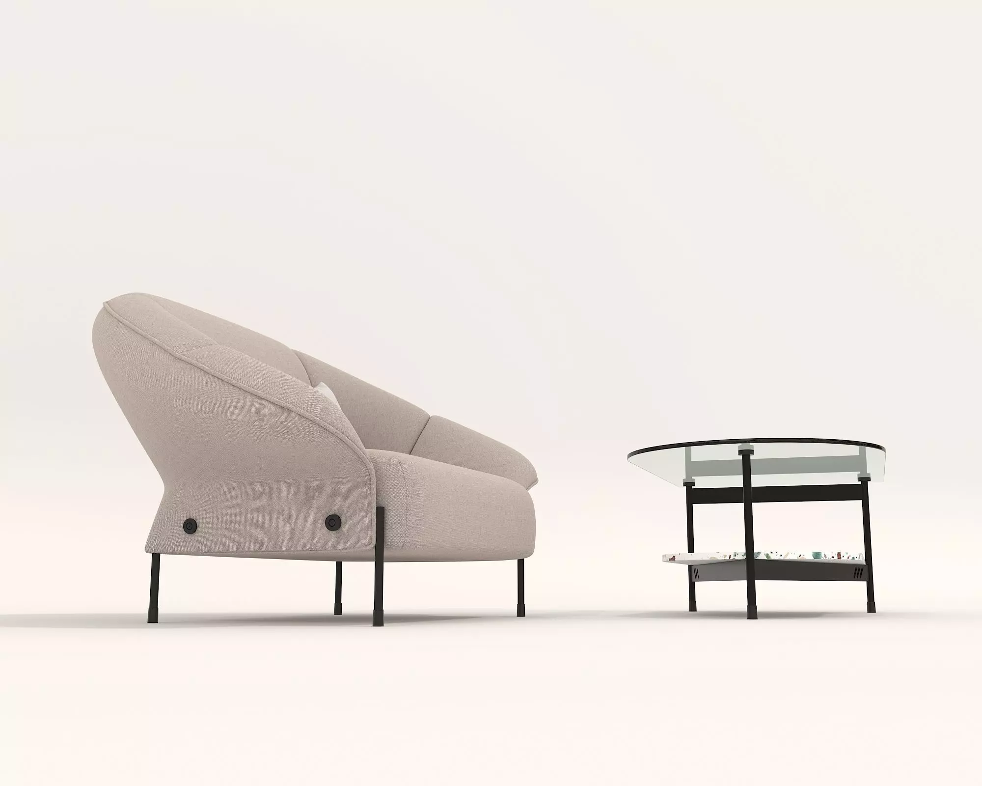Modern Coffee Table and Armchair Set 46 3D model_4