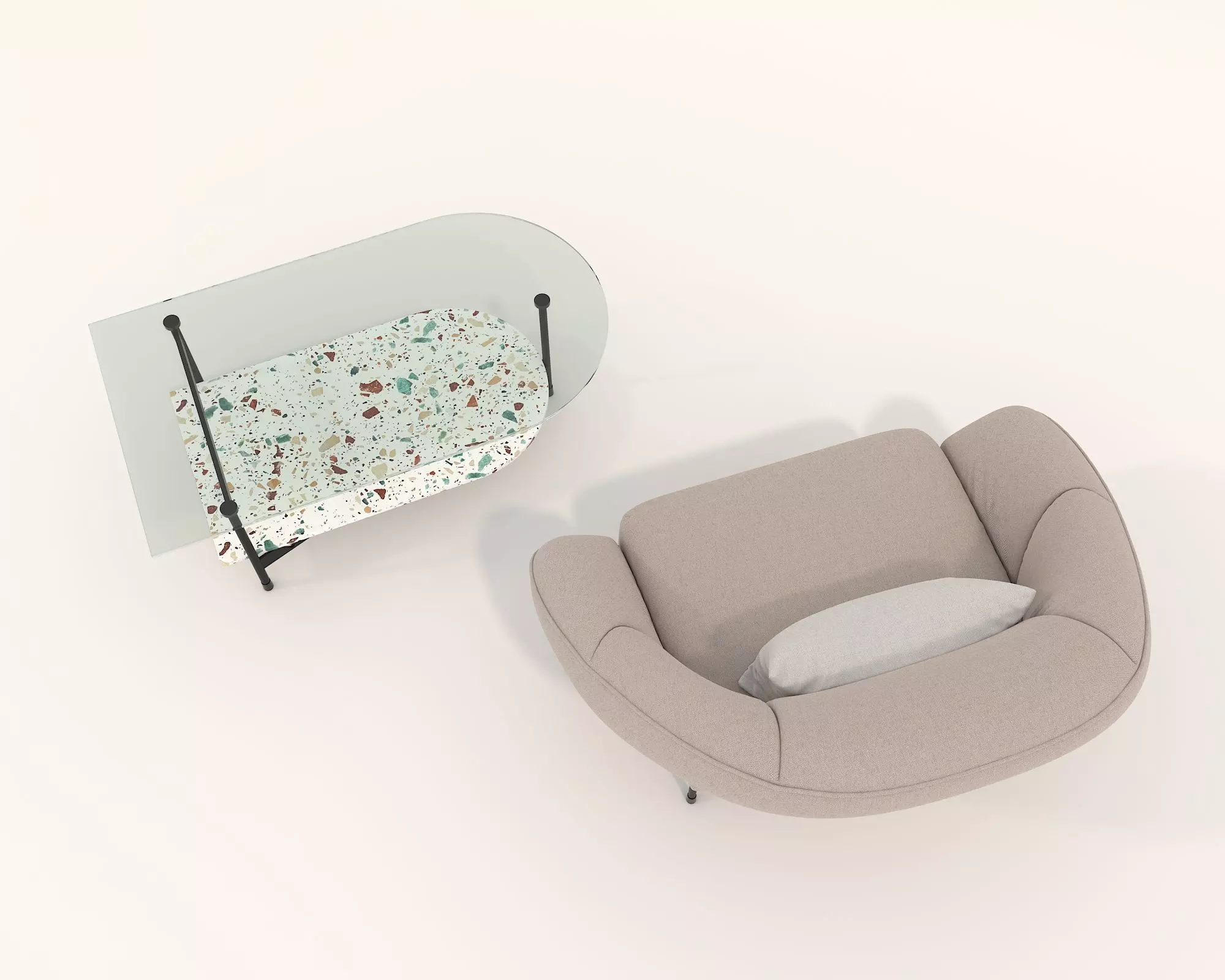 Modern Coffee Table and Armchair Set 46 3D model_3