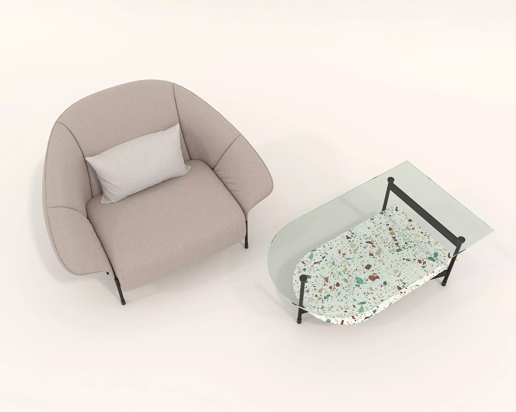 Modern Coffee Table and Armchair Set 46 3D model_1