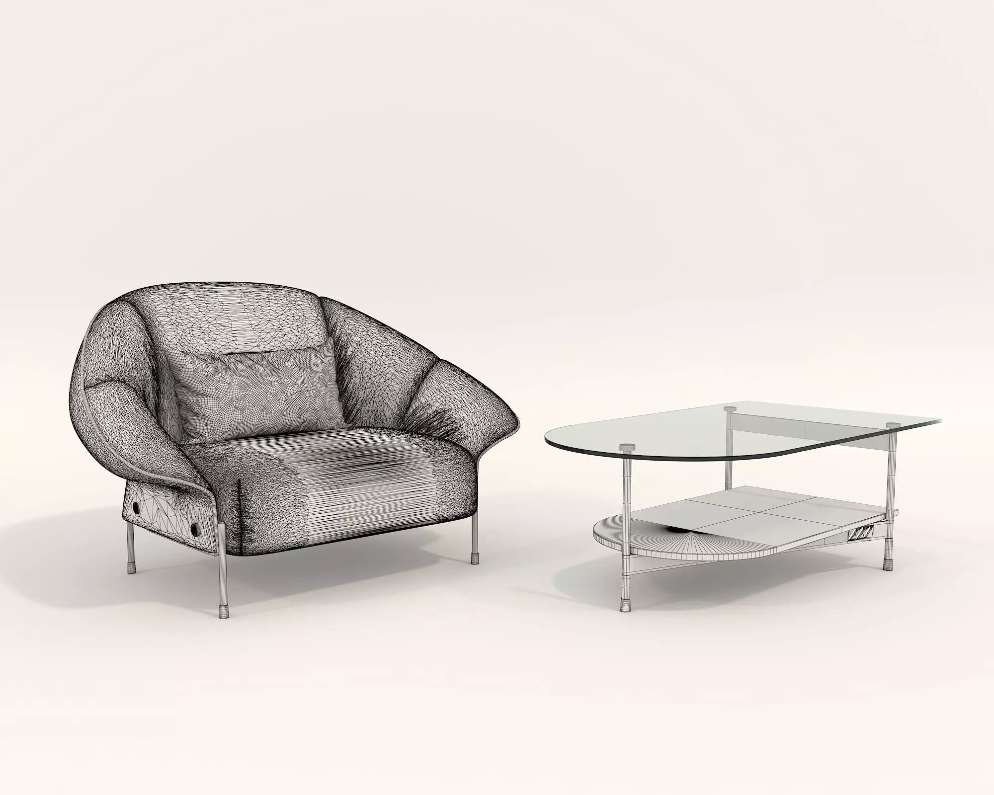 Modern Coffee Table and Armchair Set 46 3D model_9