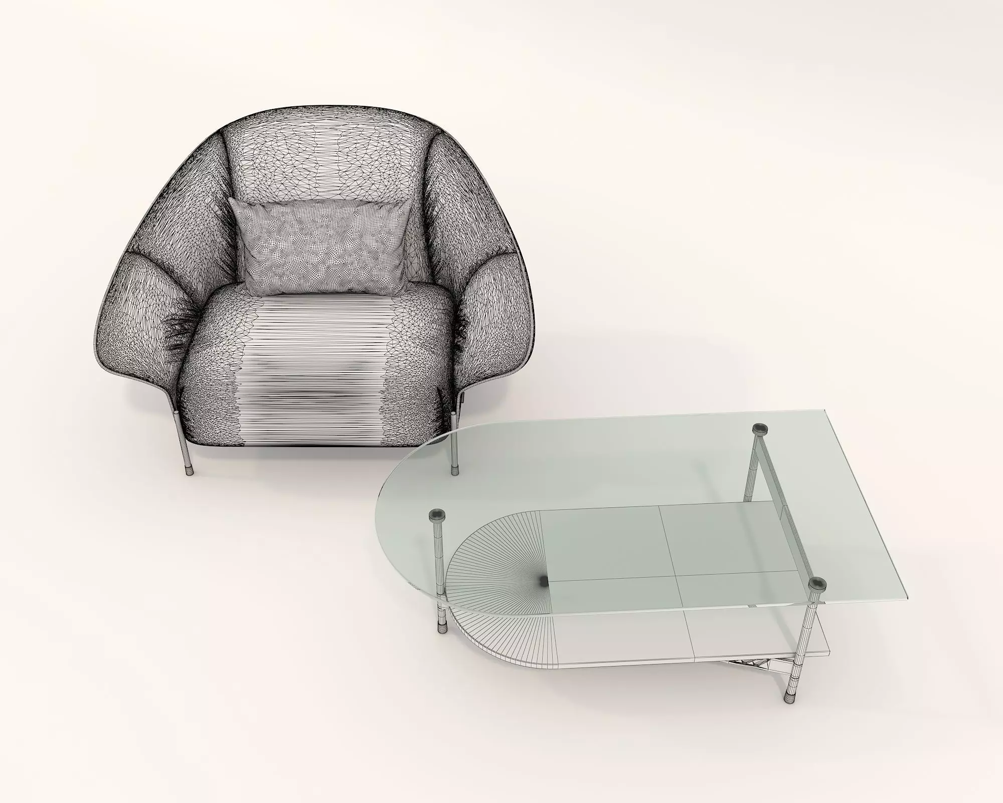 Modern Coffee Table and Armchair Set 46 3D model_8