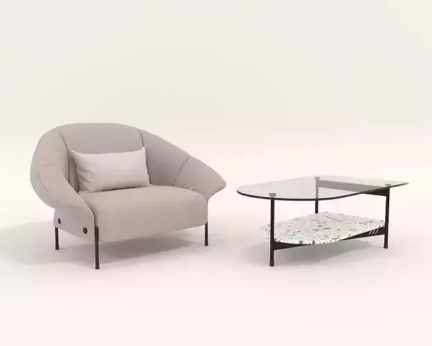 Modern Coffee Table and Armchair Set 46