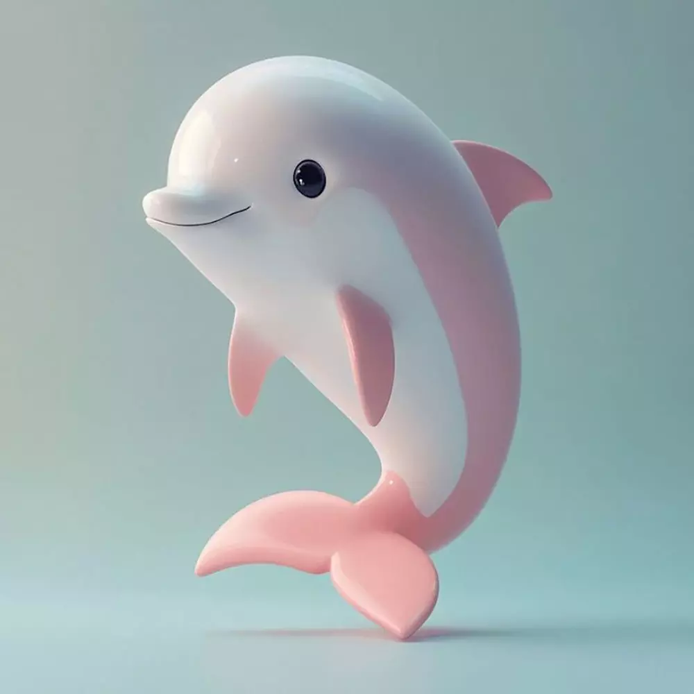 Pink Dolphin Chibi Kawaii Cute toy 3D print model
