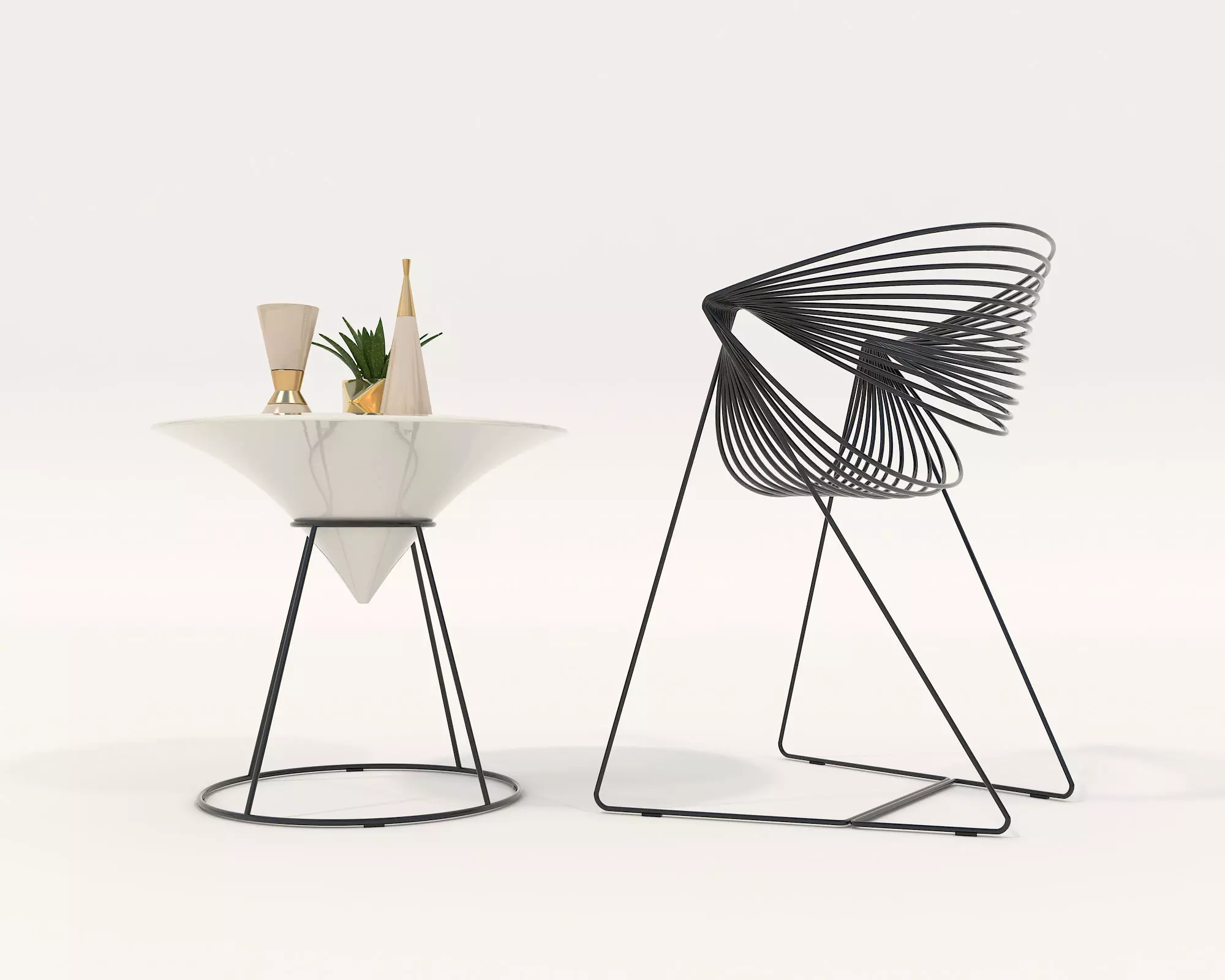 Modern Coffee Table and Chair 3 3D model_4