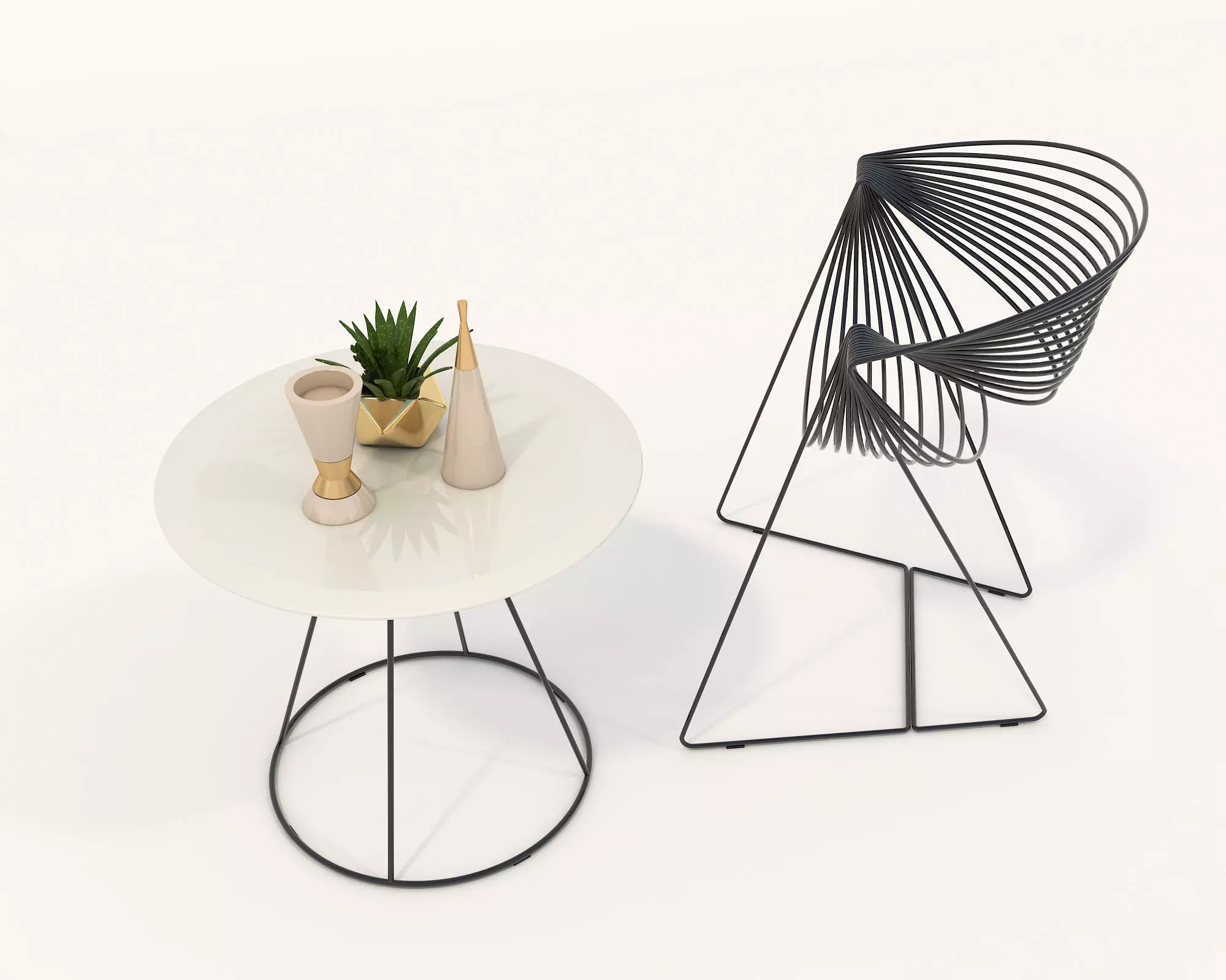 Modern Coffee Table and Chair 3 3D model_5