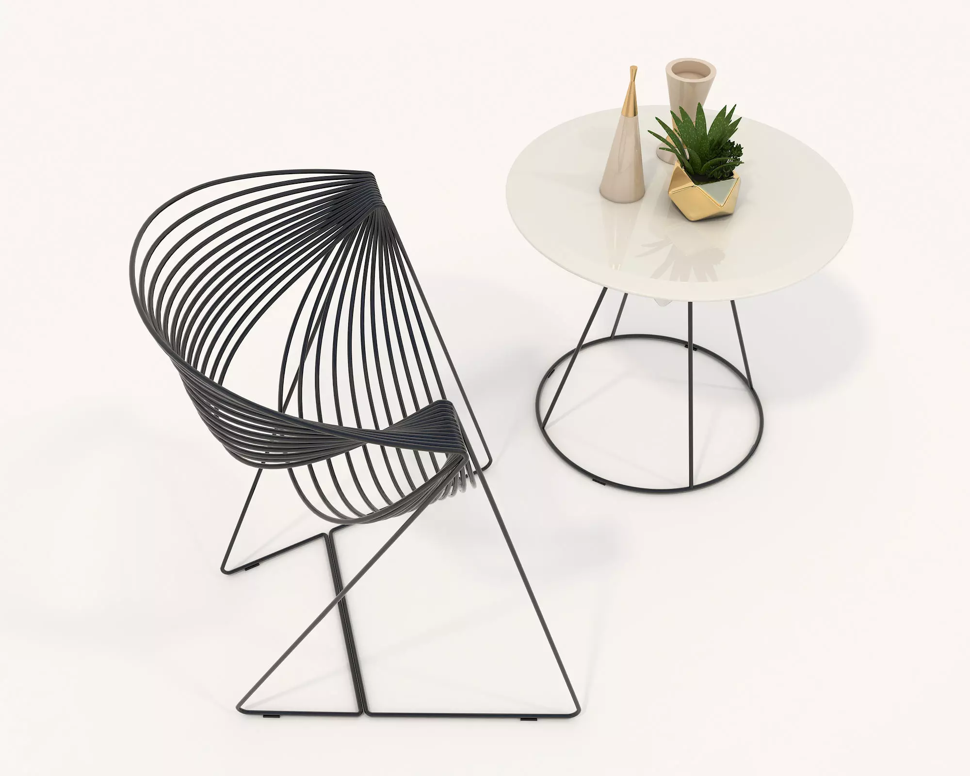 Modern Coffee Table and Chair 3 3D model_3