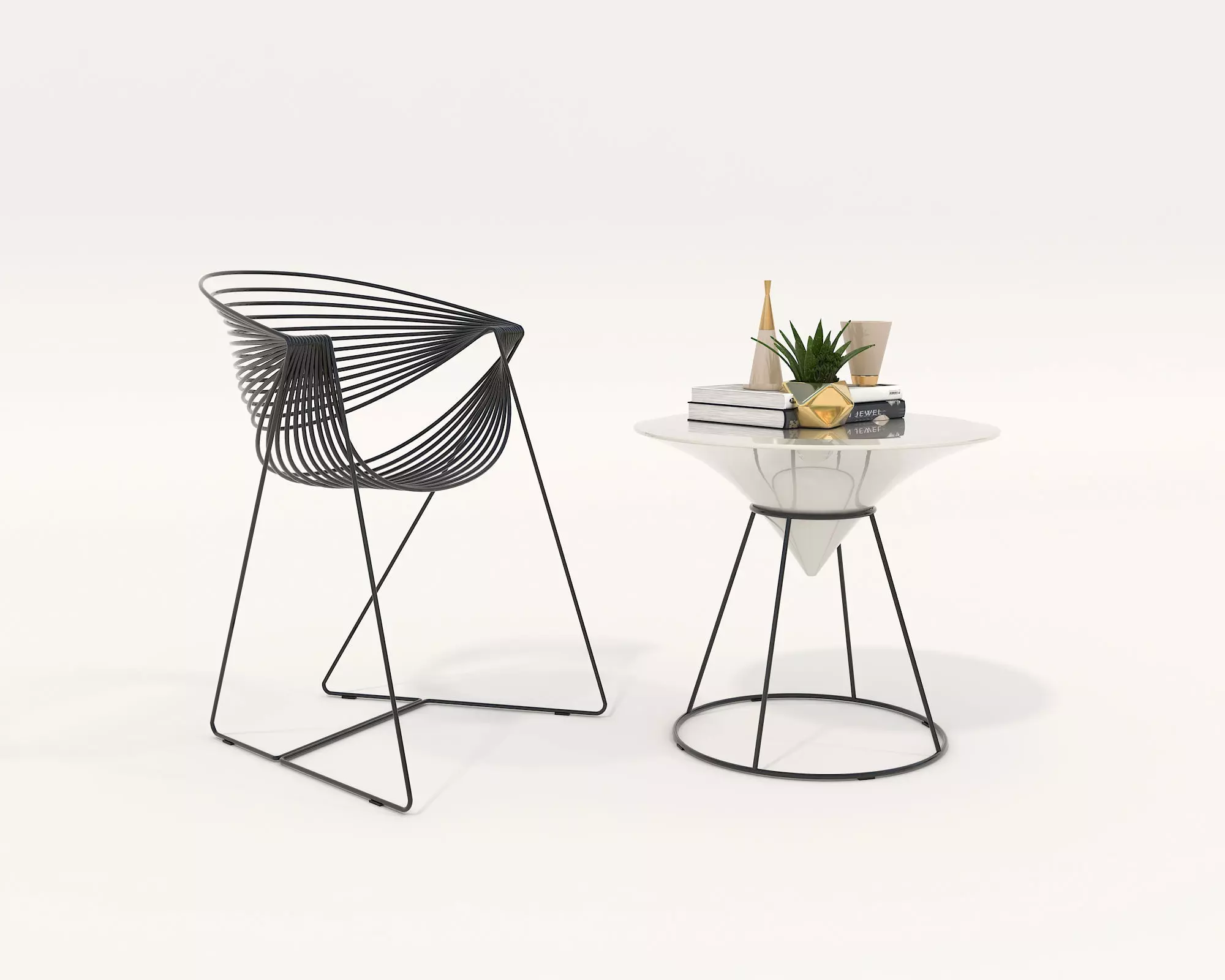 Modern Coffee Table and Chair 3 3D model_0