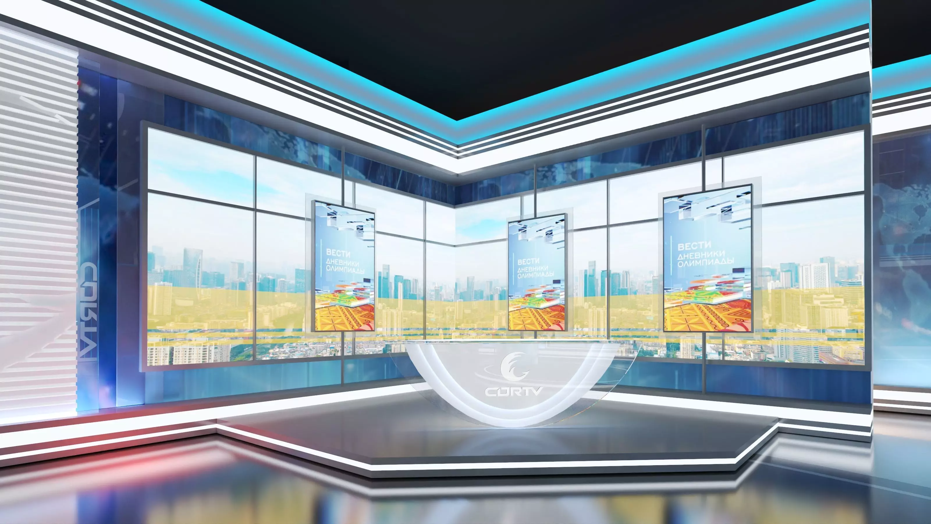 Virtual Broadcast Studio Low-poly 3D model_4