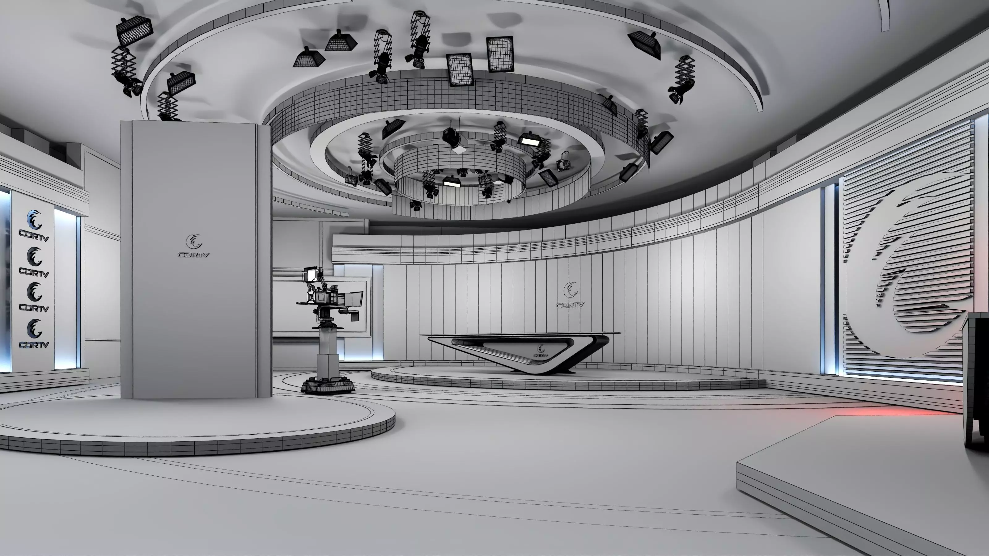 Virtual Broadcast Studio Low-poly 3D model_23