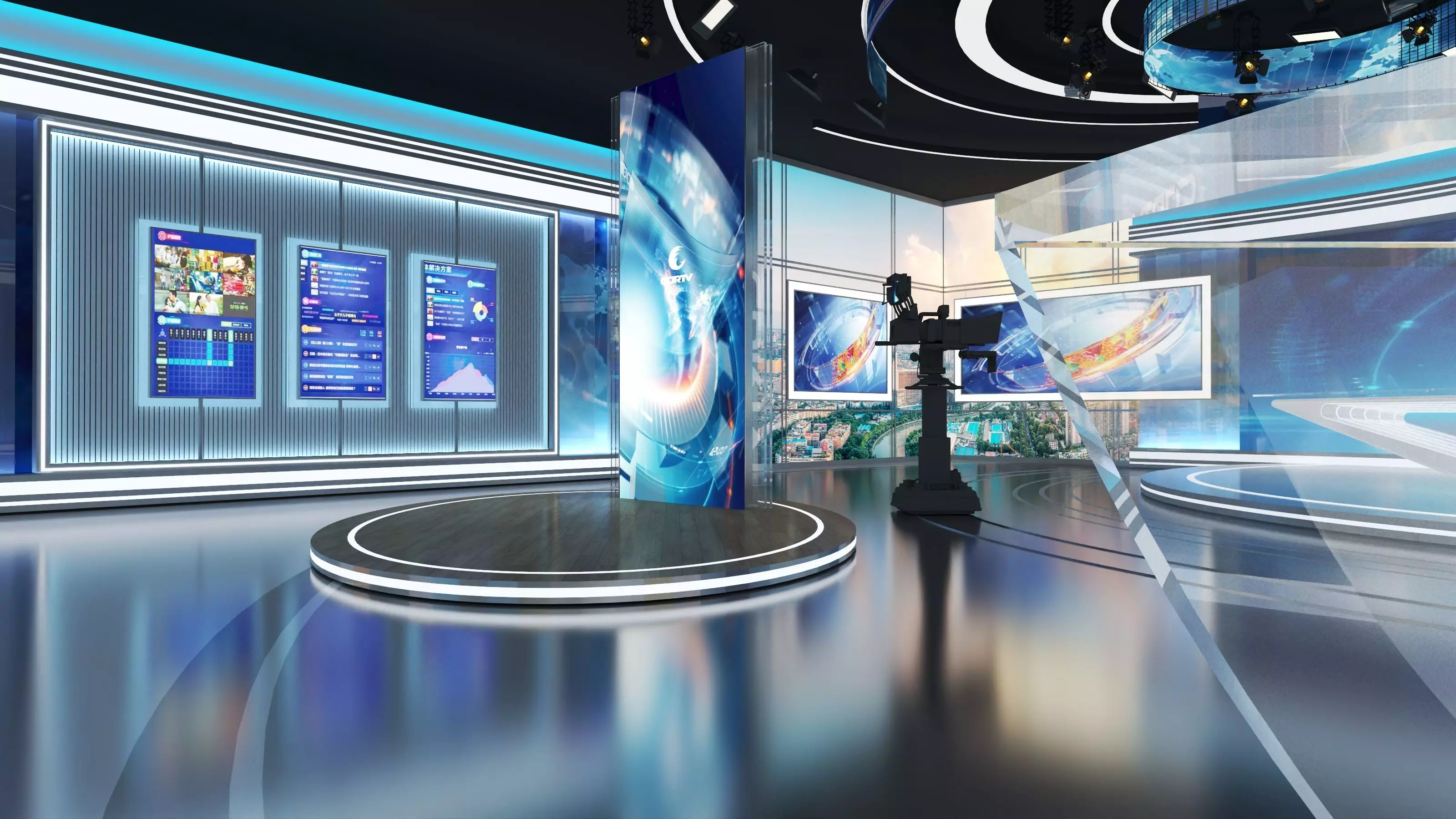 Virtual Broadcast Studio Low-poly 3D model_7
