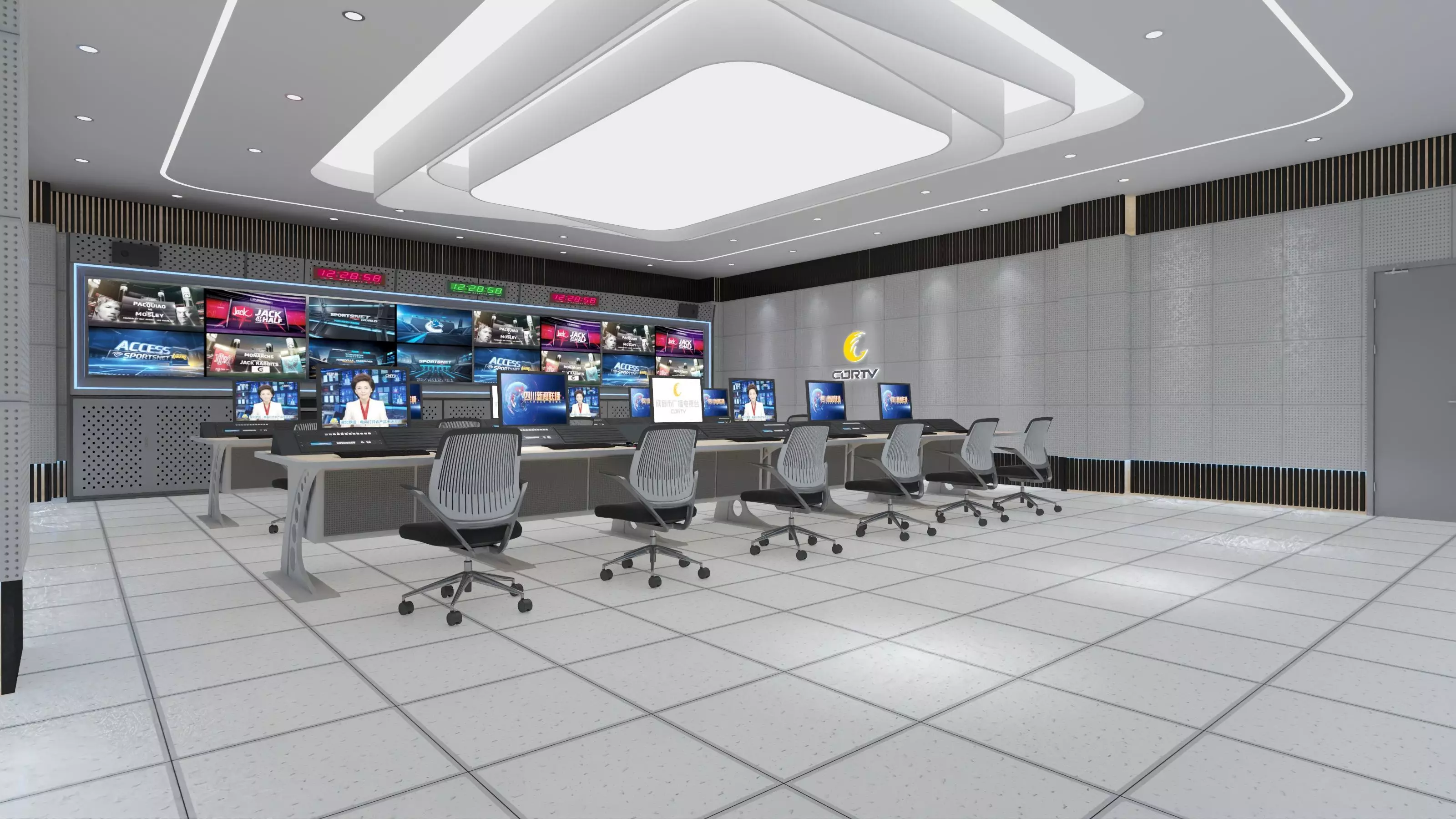 Virtual Broadcast Studio Low-poly 3D model_14