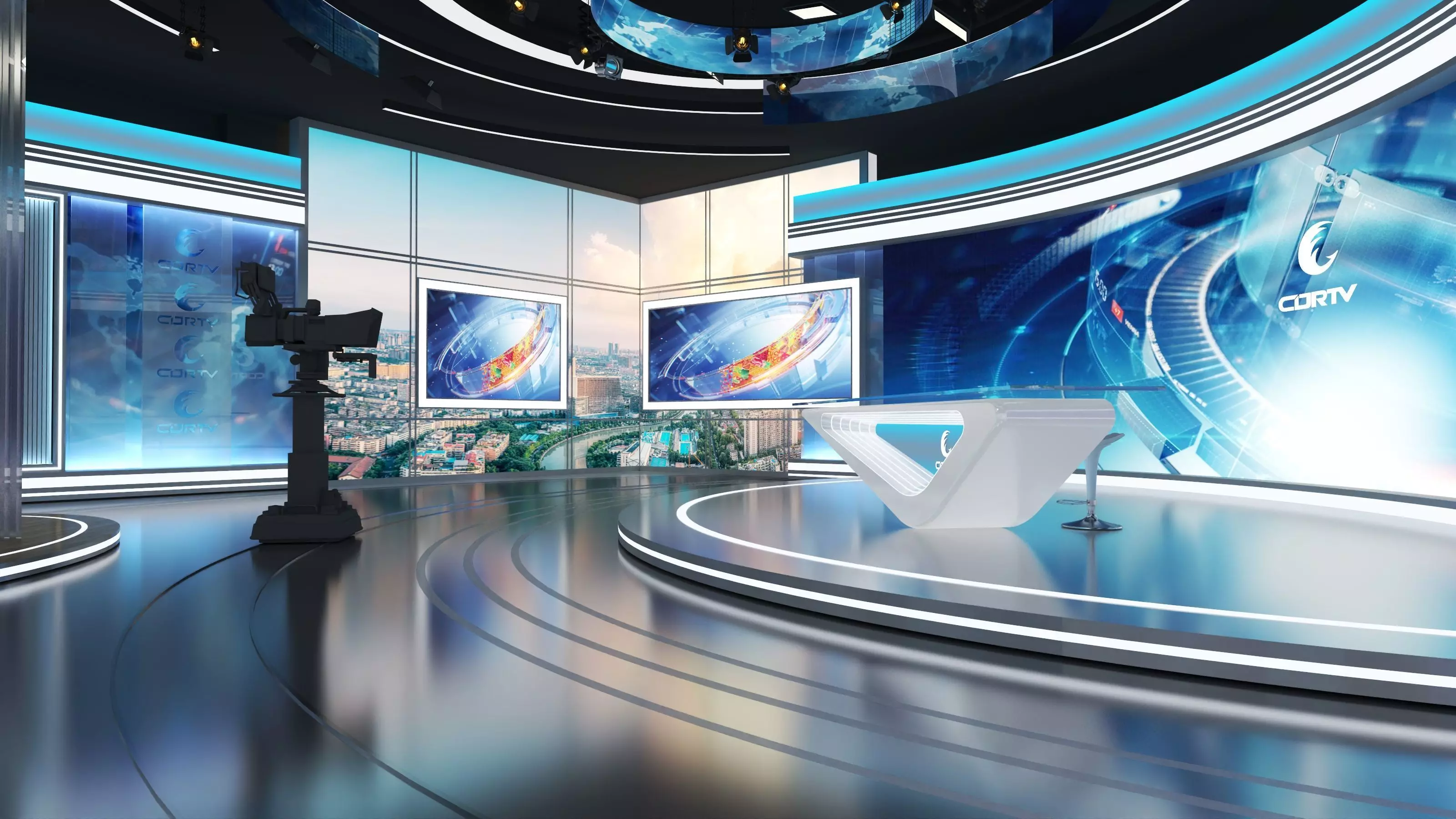 Virtual Broadcast Studio Low-poly 3D model_1