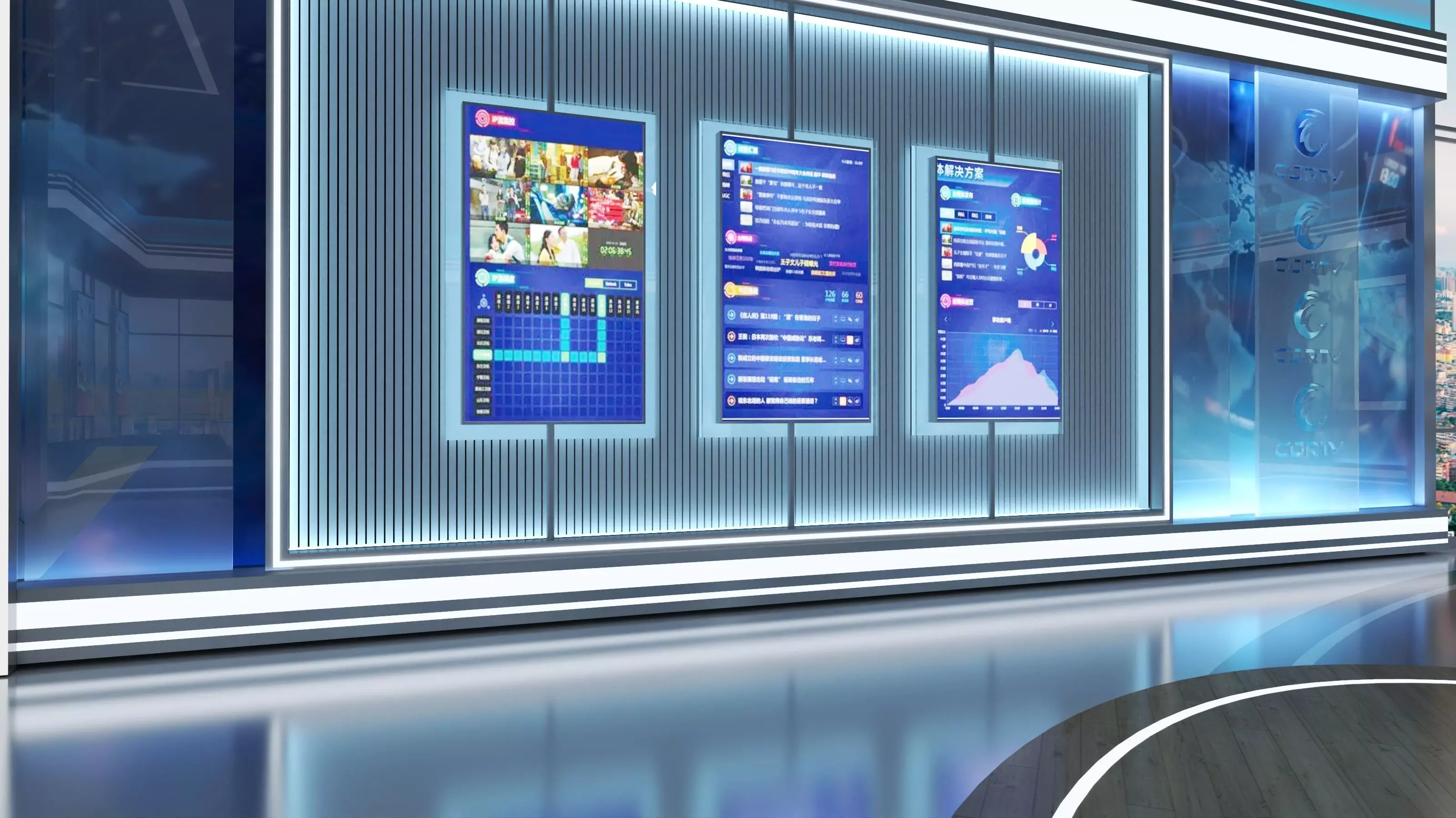 Virtual Broadcast Studio Low-poly 3D model_12