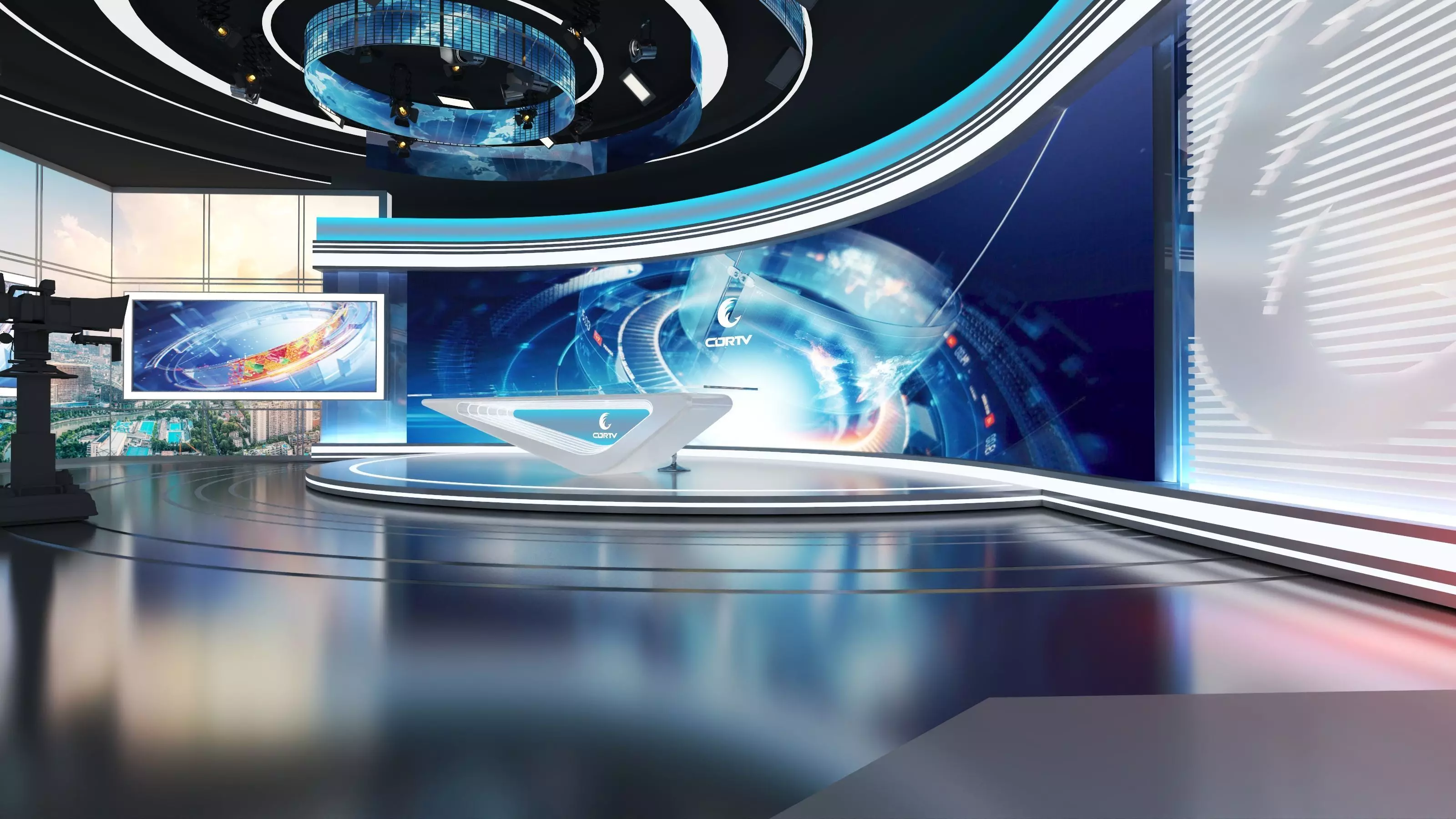 Virtual Broadcast Studio Low-poly 3D model_10