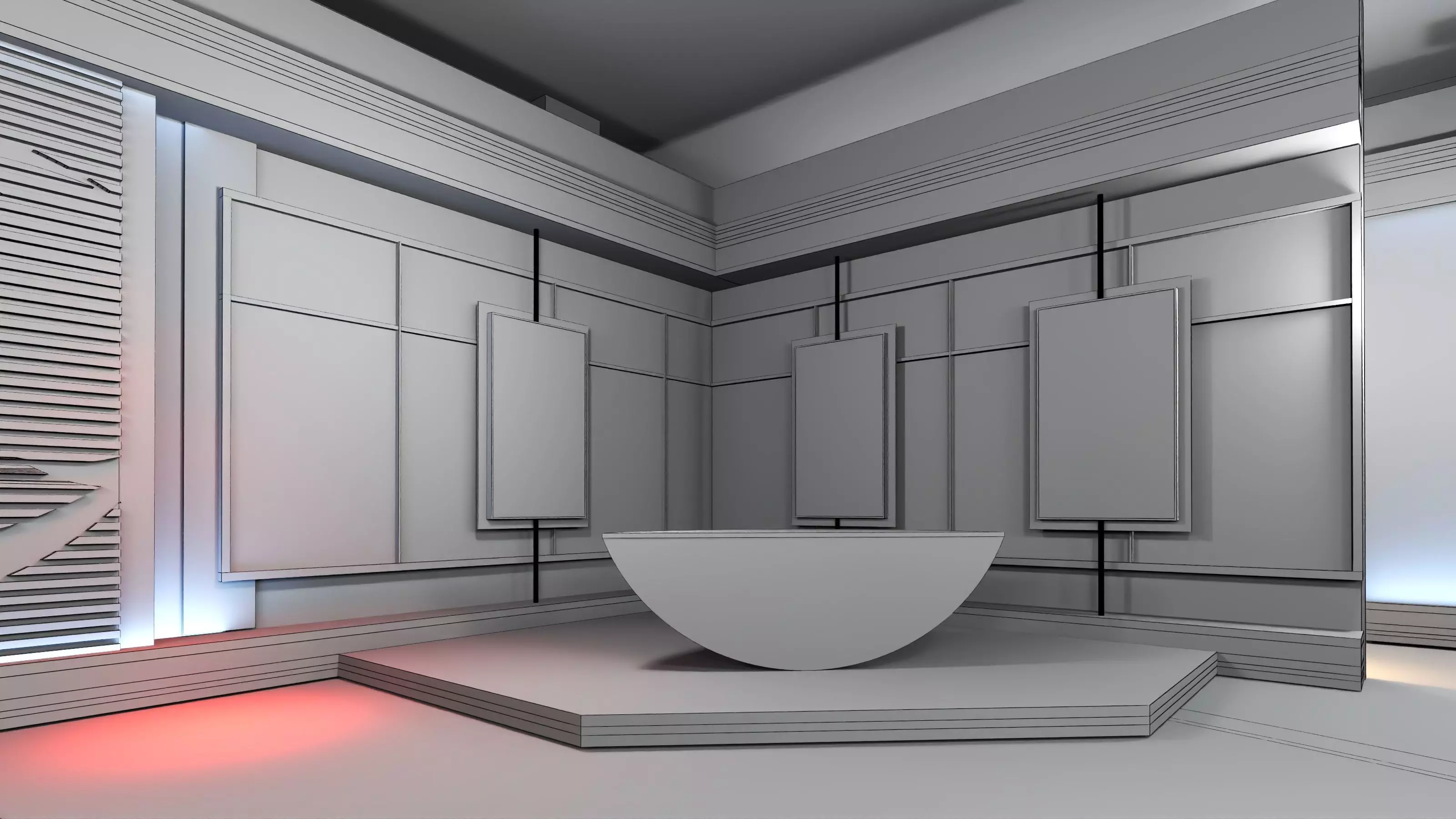 Virtual Broadcast Studio Low-poly 3D model_34