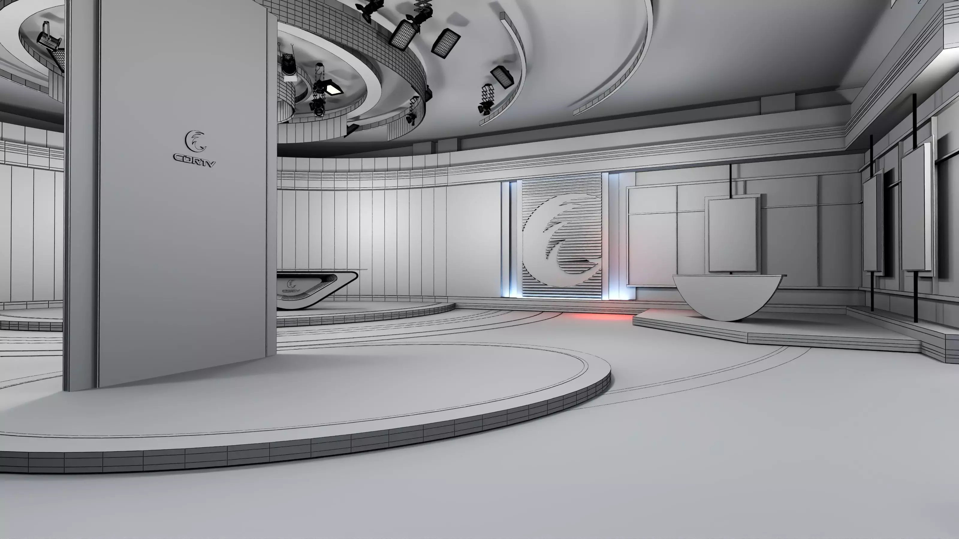 Virtual Broadcast Studio Low-poly 3D model_26