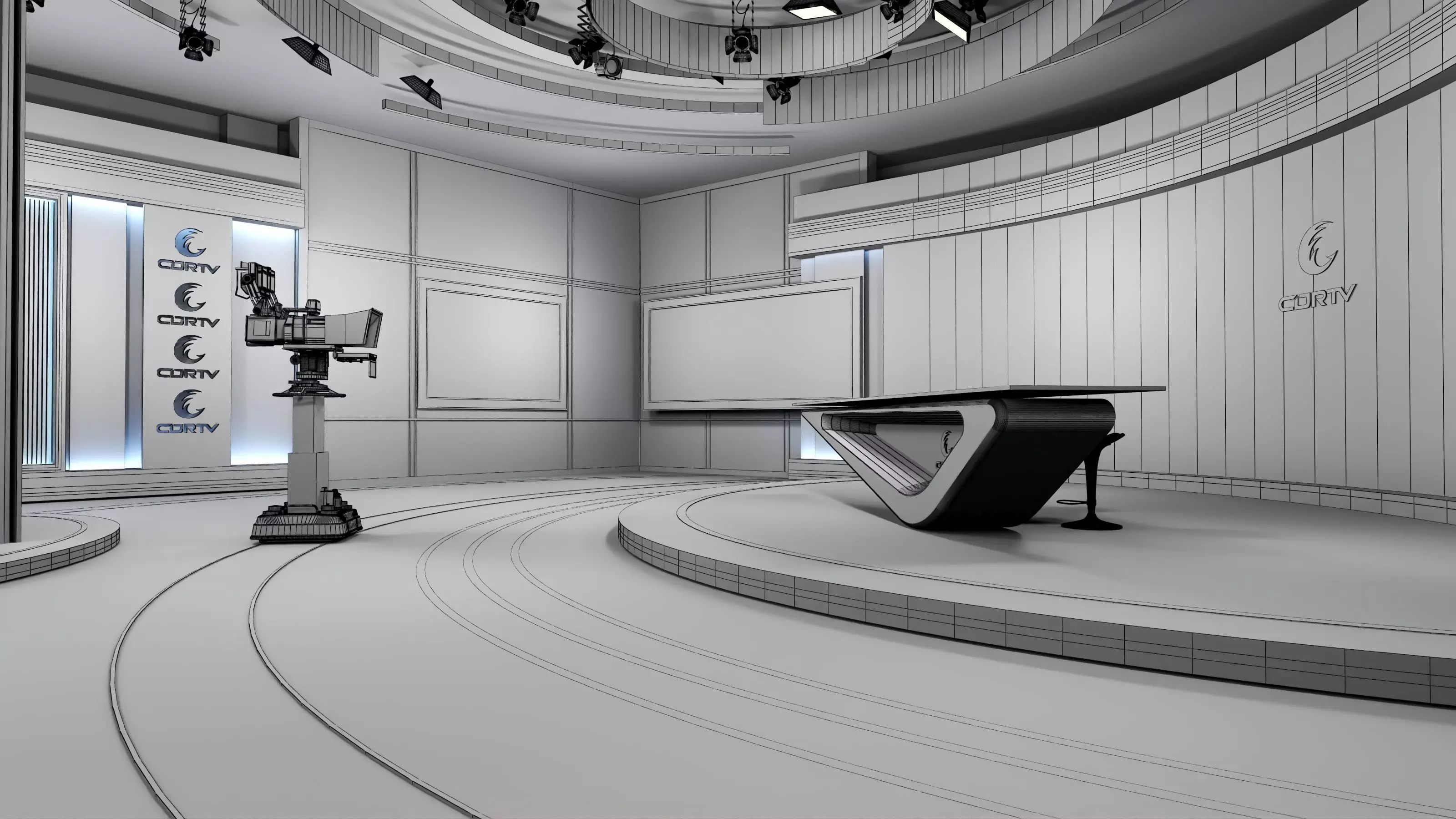 Virtual Broadcast Studio Low-poly 3D model_32