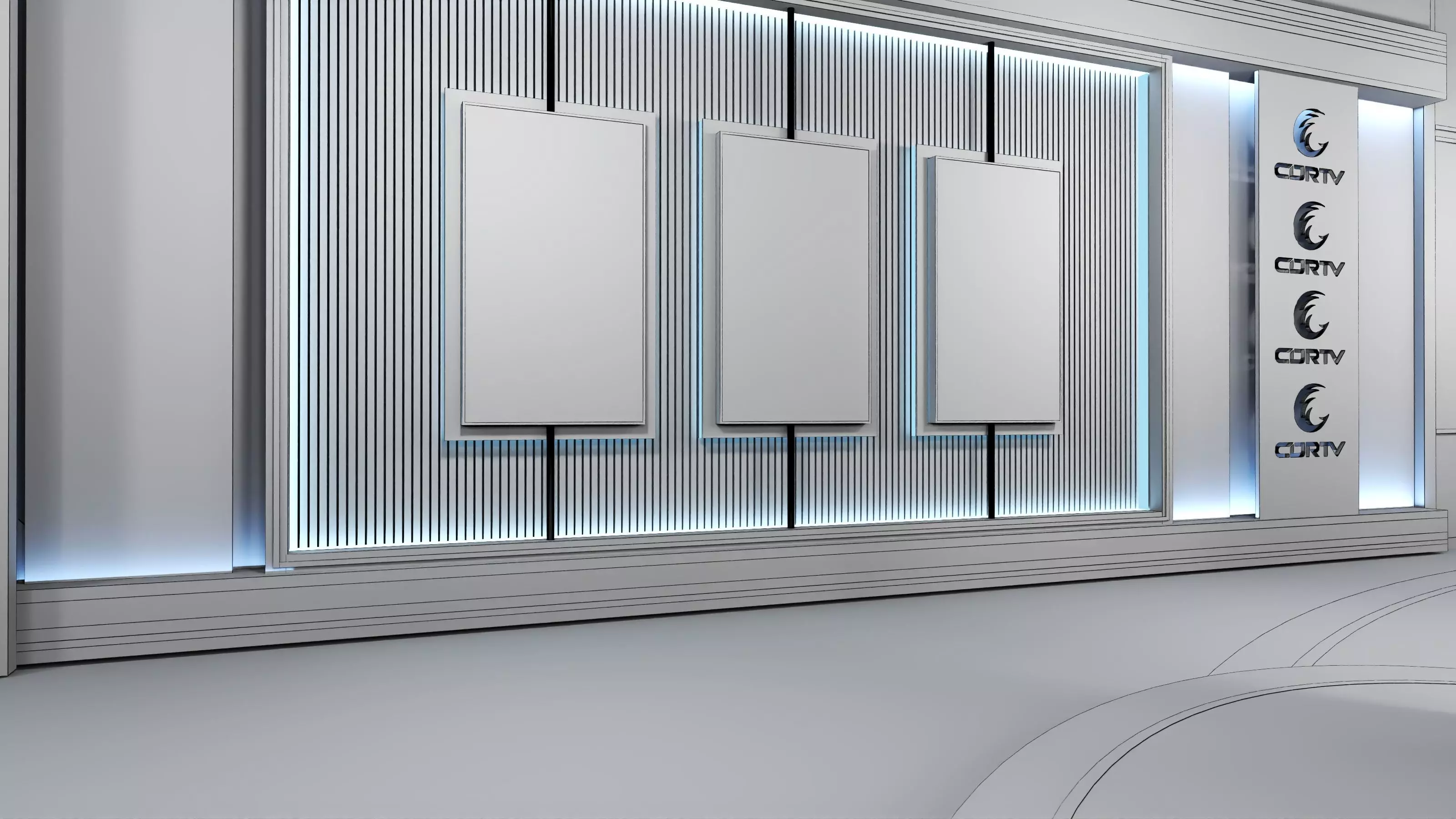 Virtual Broadcast Studio Low-poly 3D model_29